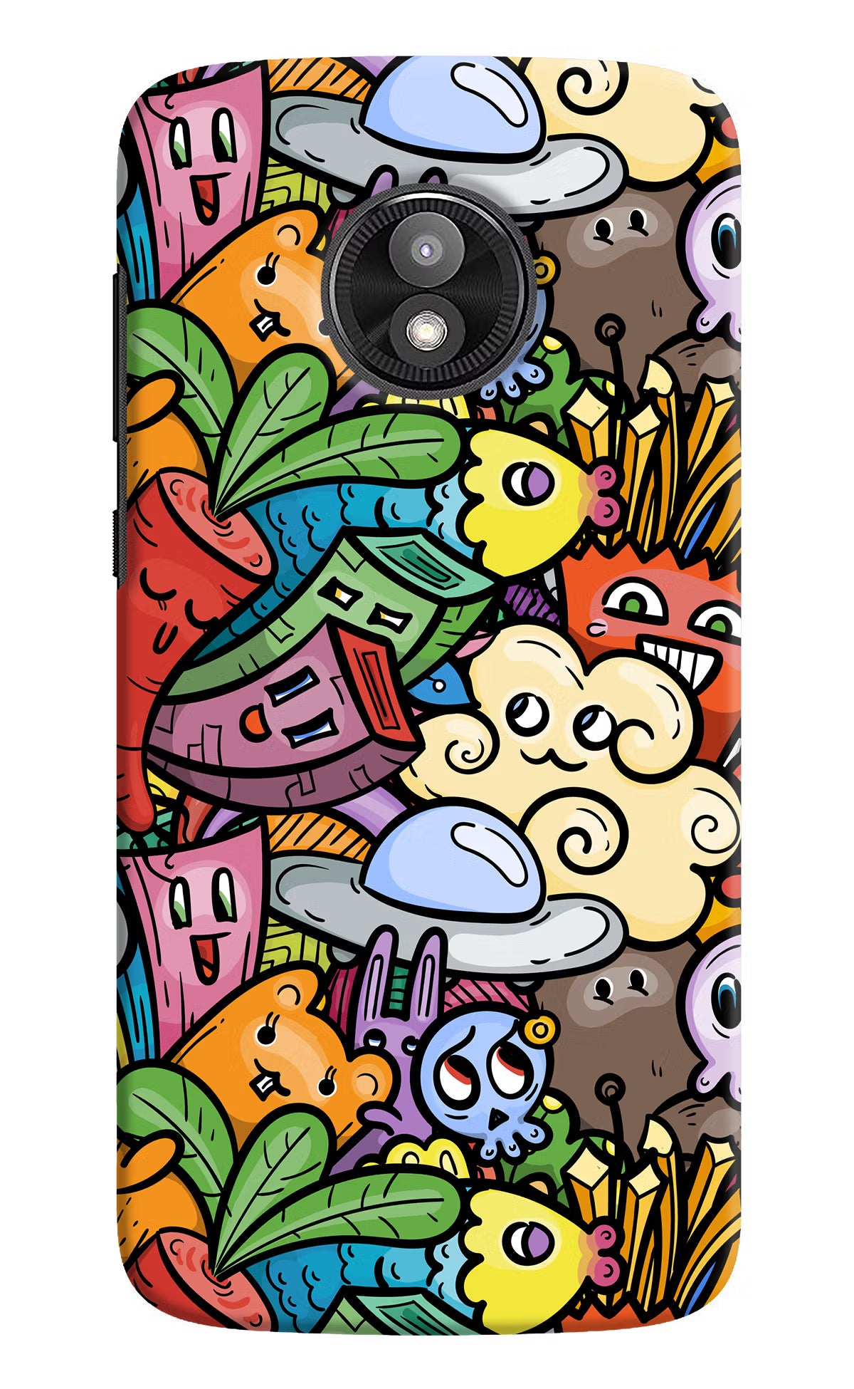 Veggie Doodle Moto E5 Play Back Cover - Veggie Doodle Moto E5 Play Hard Case Back Cover by Casekaro Veggie Doodle Moto E5 Play Hard Case Back Cover by Casekaro