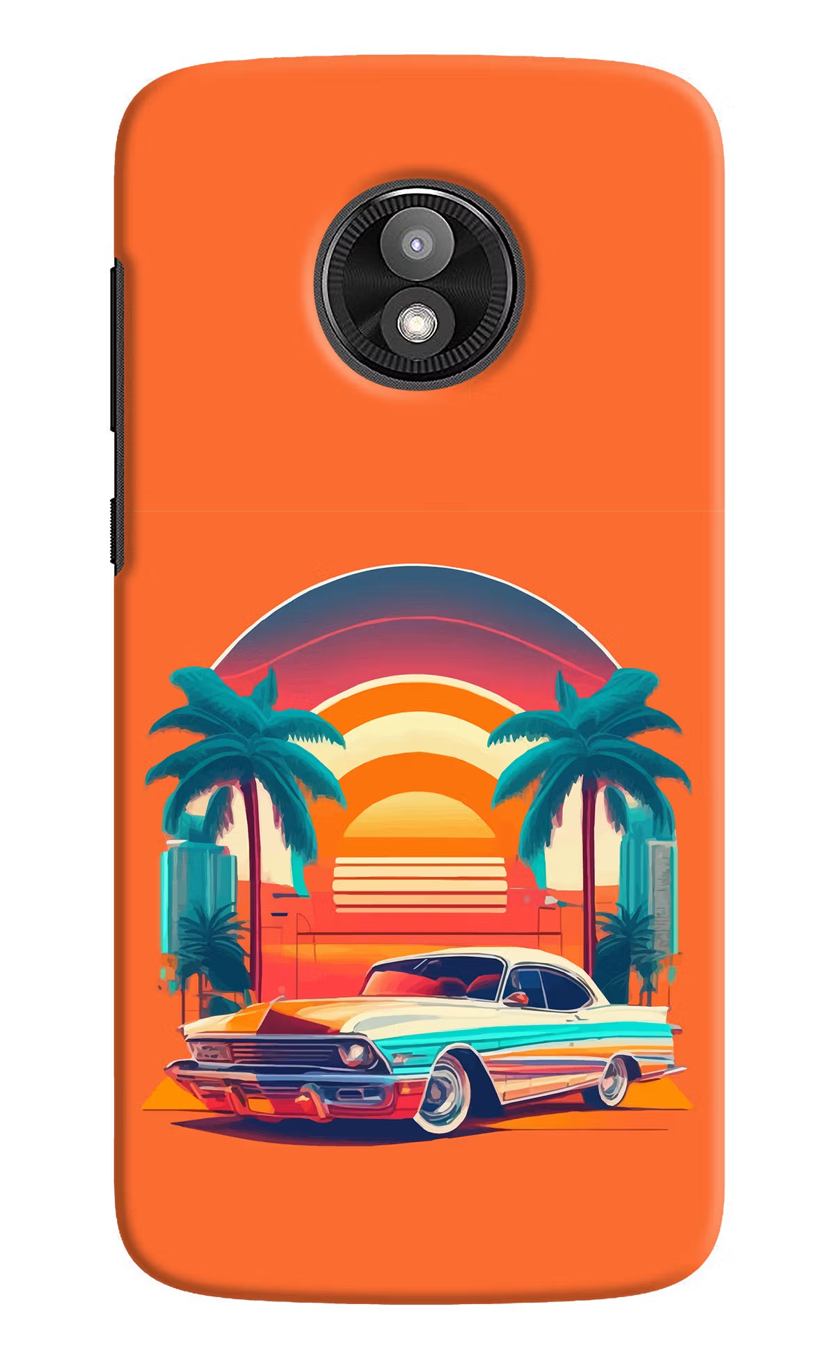 Palm Drive 80s Moto E5 Play Back Cover - Palm Drive 80s Moto E5 Play Hard Case Back Cover by Casekaro Palm Drive 80s Moto E5 Play Hard Case Back Cover by Casekaro