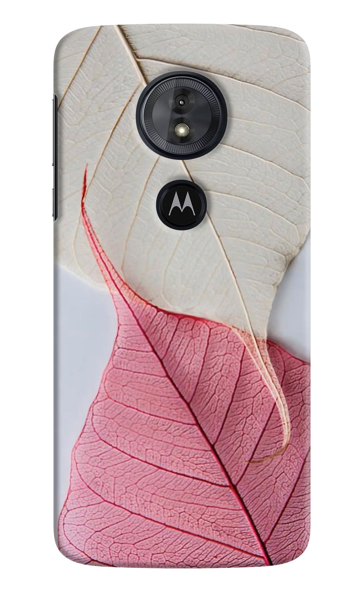 White Pink Leaf Moto G6 Play Back Cover - White Pink Leaf Moto G6 Play Hard Case Back Cover by Casekaro White Pink Leaf Moto G6 Play Hard Case Back Cover by Casekaro