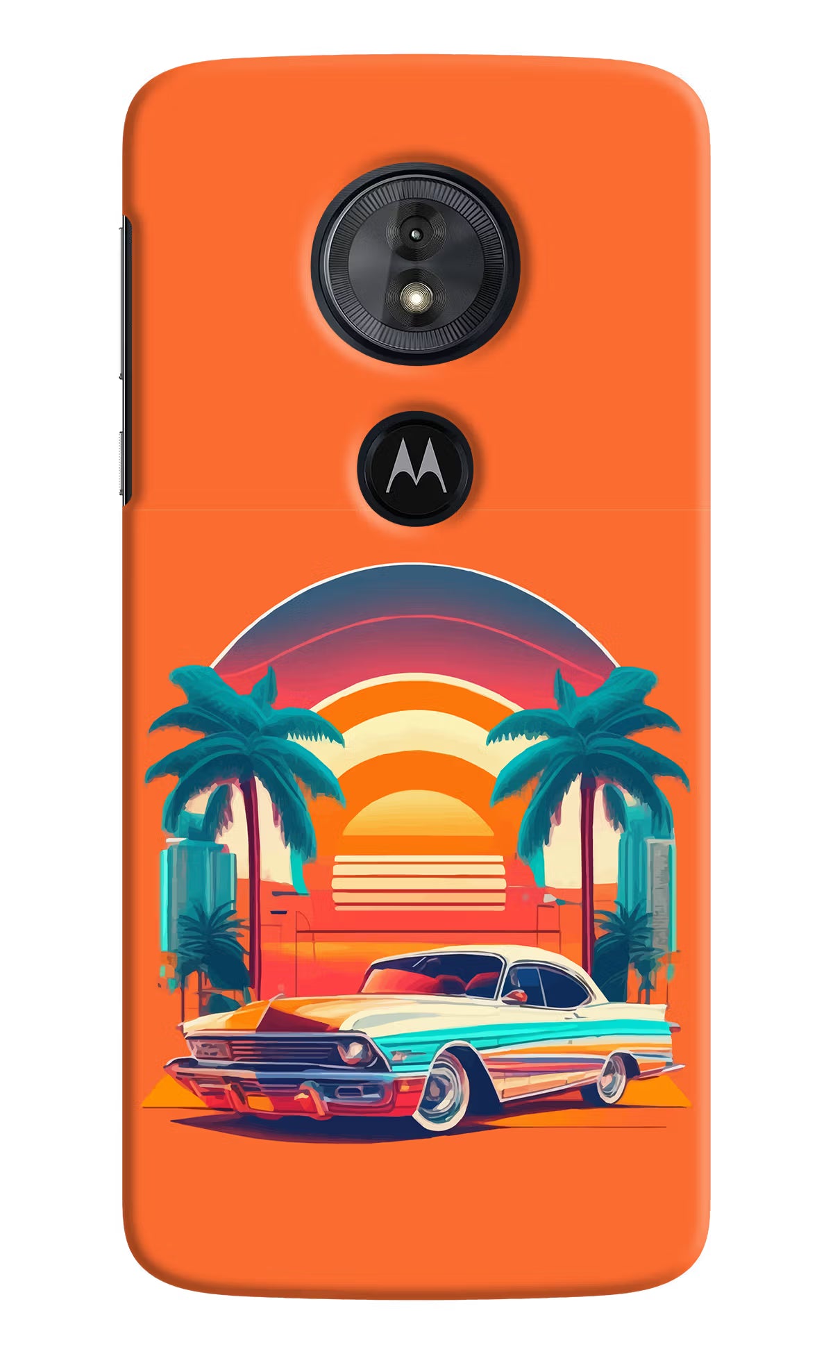 Palm Drive 80s Moto G6 Play Back Cover - Palm Drive 80s Moto G6 Play Hard Case Back Cover by Casekaro Palm Drive 80s Moto G6 Play Hard Case Back Cover by Casekaro