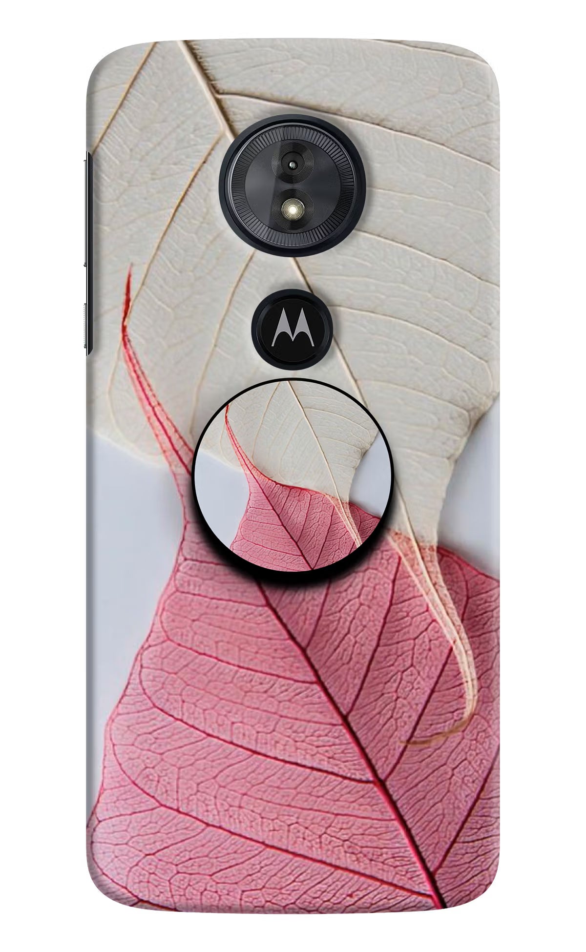 White Pink Leaf Moto G6 Play Pop Case - White Pink Leaf Moto G6 Play Pop Case by Casekaro White Pink Leaf Moto G6 Play Pop Case by Casekaro