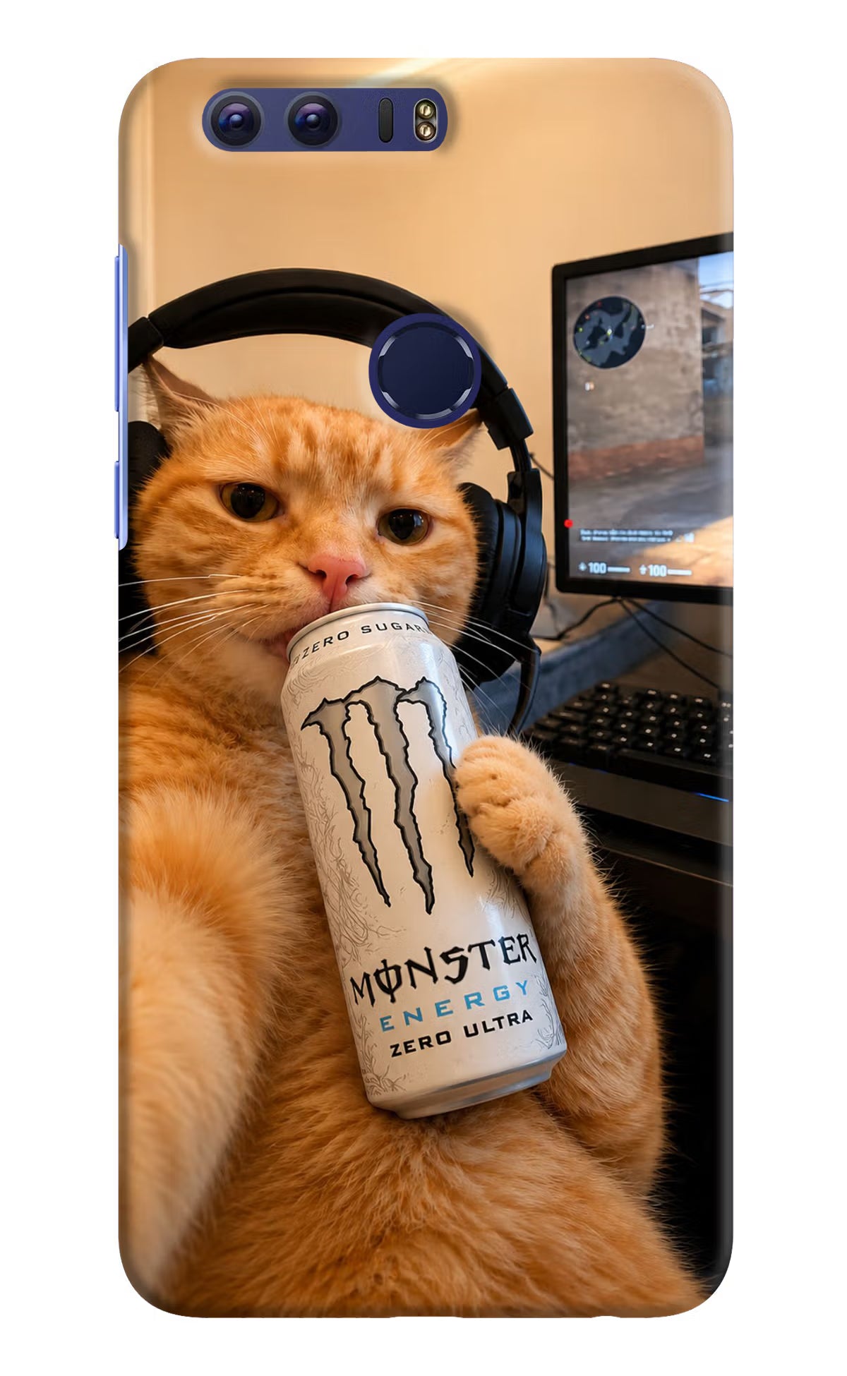 Gamer Cat Energy Honor 8 Back Cover - Gamer Cat Energy Honor 8 Back Cover Gamer Cat Energy Honor 8 Back Cover