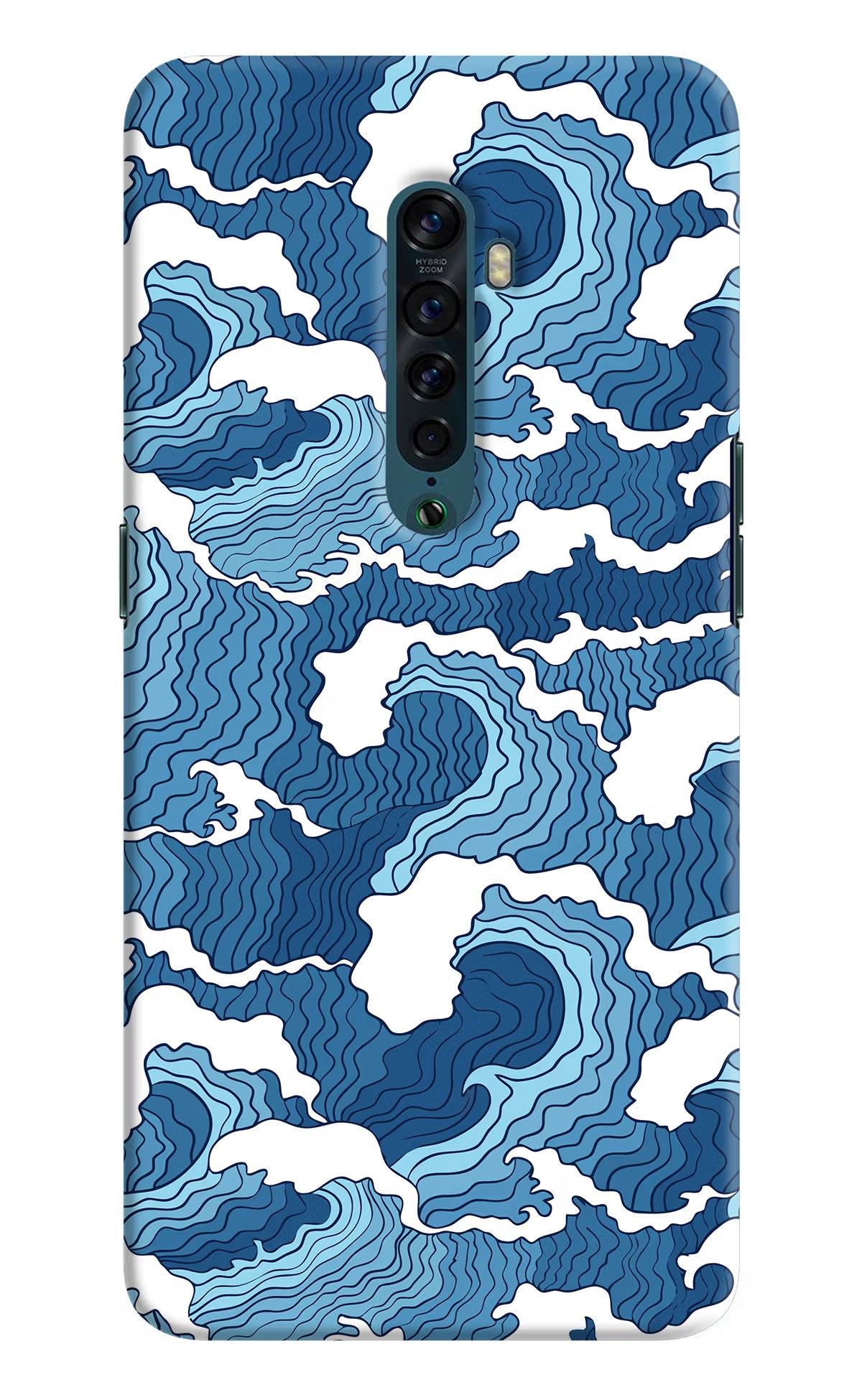 Blue Waves Oppo Reno2 Back Cover - Blue Waves Oppo Reno2 Hard Case Back Cover by Casekaro Blue Waves Oppo Reno2 Hard Case Back Cover by Casekaro