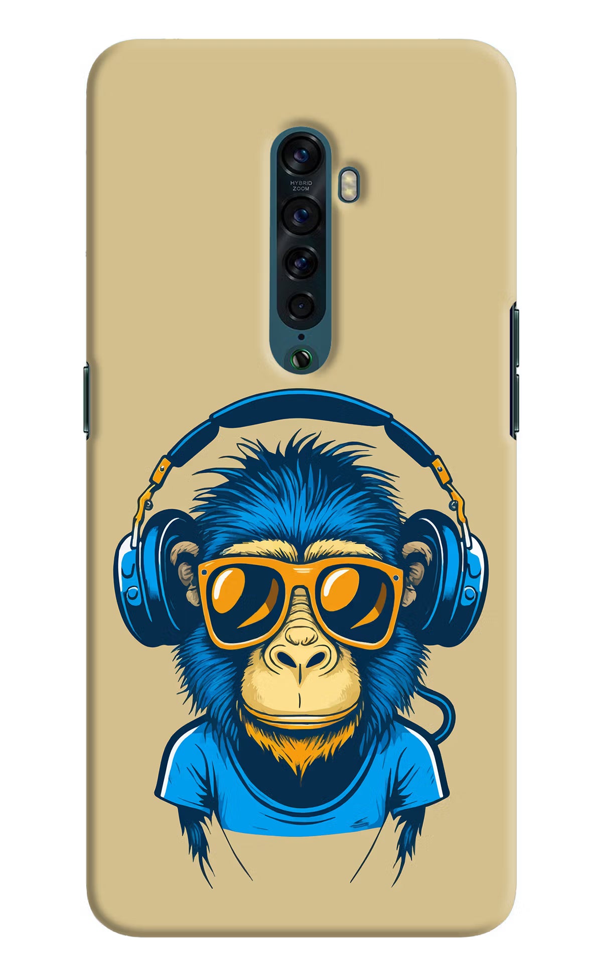 Monkey Headphone Oppo Reno2 Back Cover - Monkey Headphone Oppo Reno2 Hard Case Back Cover by Casekaro Monkey Headphone Oppo Reno2 Hard Case Back Cover by Casekaro