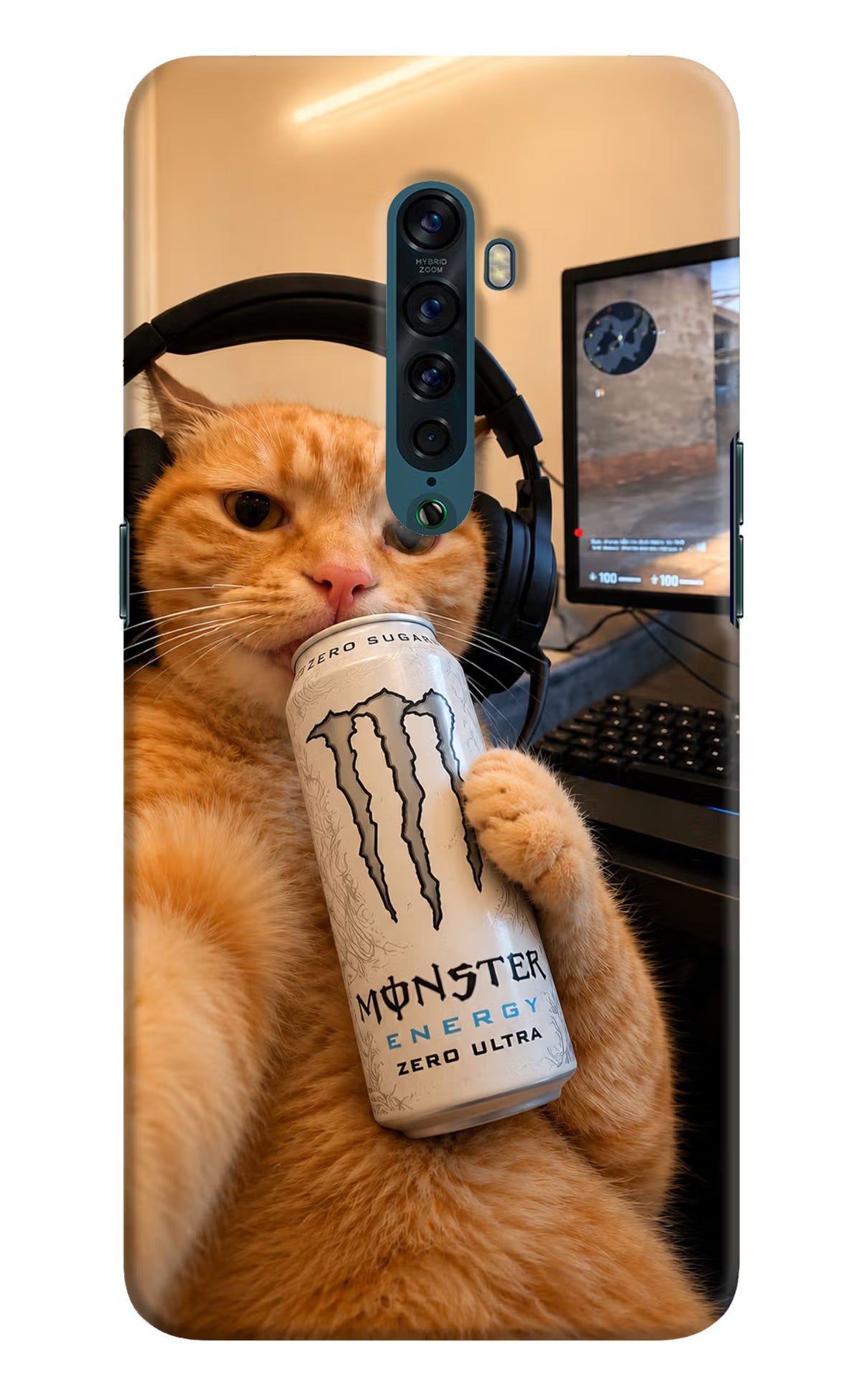 Gamer Cat Energy Oppo Reno2 Back Cover - Gamer Cat Energy Oppo Reno2 Back Cover Gamer Cat Energy Oppo Reno2 Back Cover