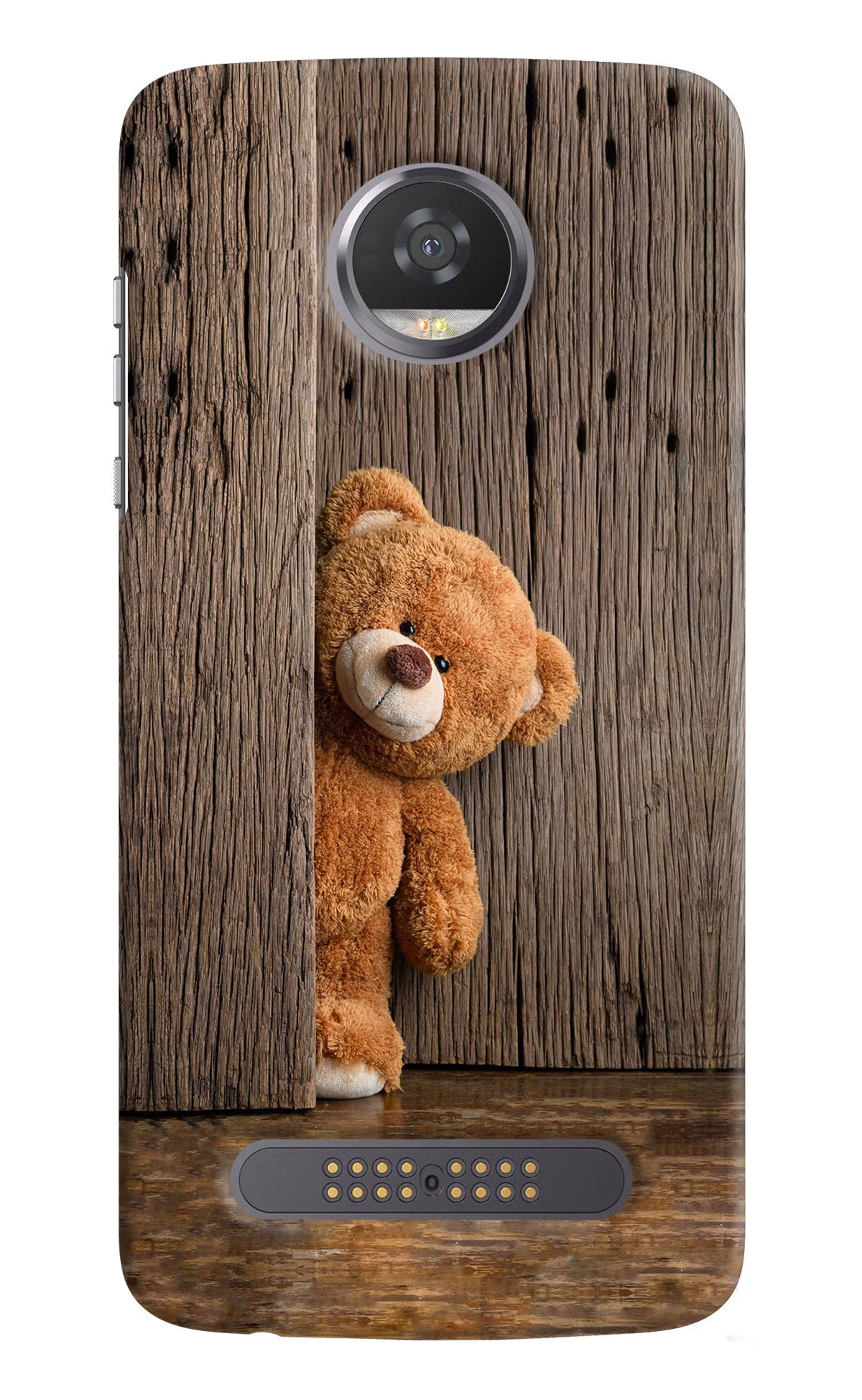 Teddy Wooden Moto Z2 Play Back Cover - Teddy Wooden Moto Z2 Play Hard Case Back Cover by Casekaro Teddy Wooden Moto Z2 Play Hard Case Back Cover by Casekaro