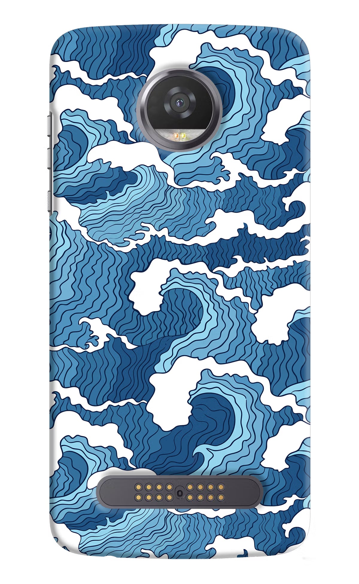 Blue Waves Moto Z2 Play Back Cover - Blue Waves Moto Z2 Play Hard Case Back Cover by Casekaro Blue Waves Moto Z2 Play Hard Case Back Cover by Casekaro