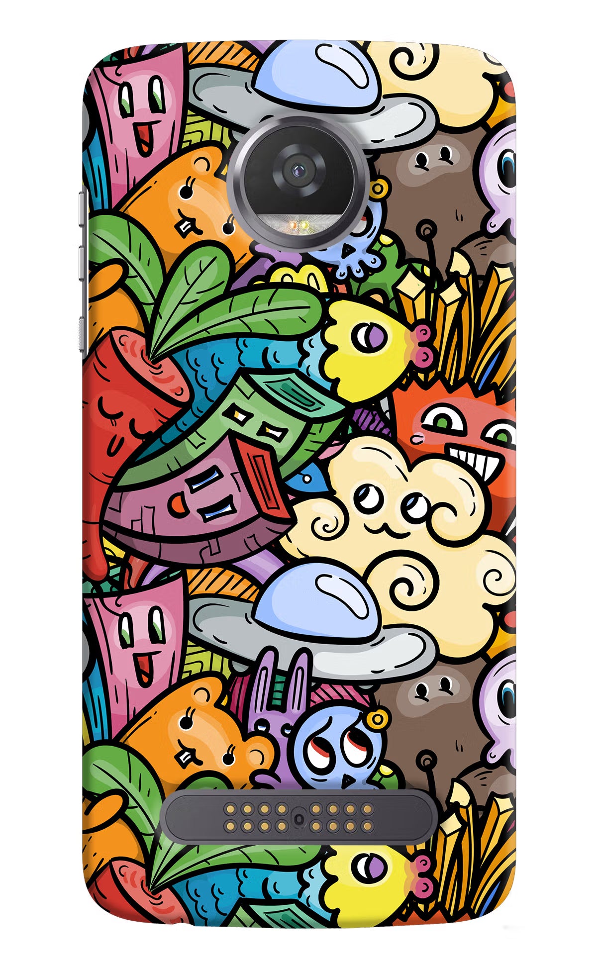Veggie Doodle Moto Z2 Play Back Cover - Veggie Doodle Moto Z2 Play Hard Case Back Cover by Casekaro Veggie Doodle Moto Z2 Play Hard Case Back Cover by Casekaro