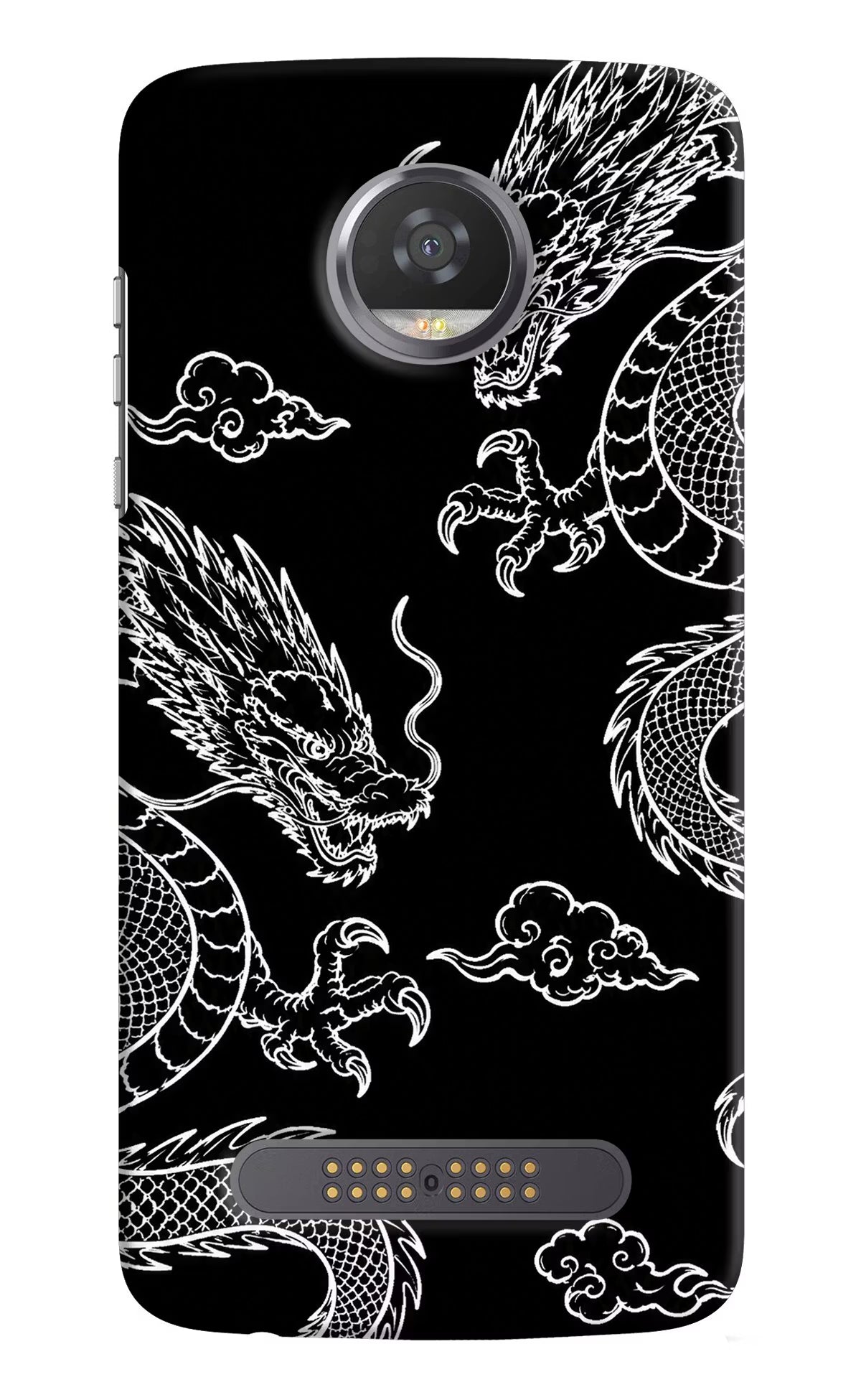 Twin Dragons Moto Z2 Play Back Cover - Twin Dragons Moto Z2 Play Hard Case Back Cover by Casekaro Twin Dragons Moto Z2 Play Hard Case Back Cover by Casekaro