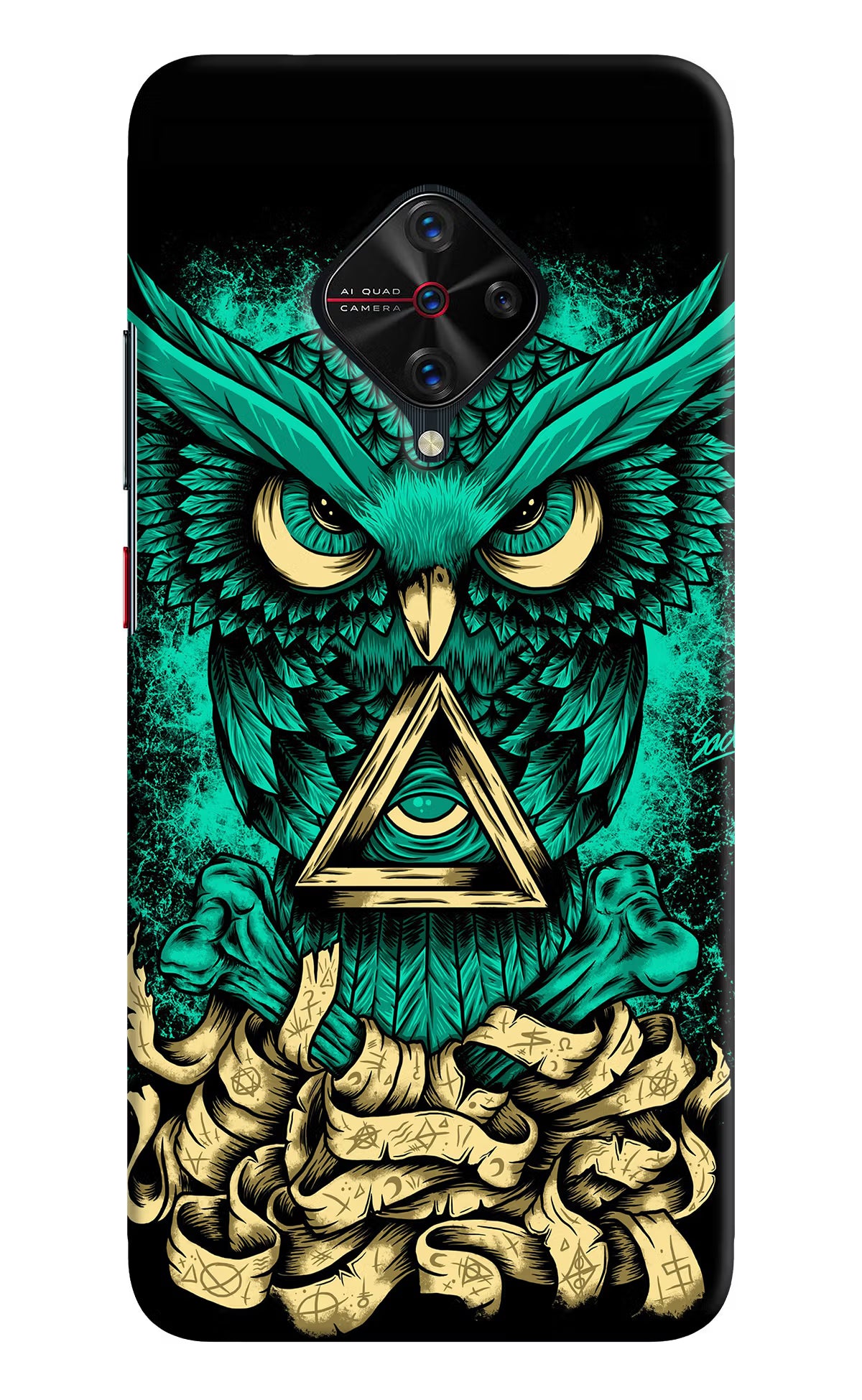 Green Owl Vivo S1 Pro Back Cover - Green Owl Vivo S1 Pro Hard Case Back Cover by Casekaro Green Owl Vivo S1 Pro Hard Case Back Cover by Casekaro