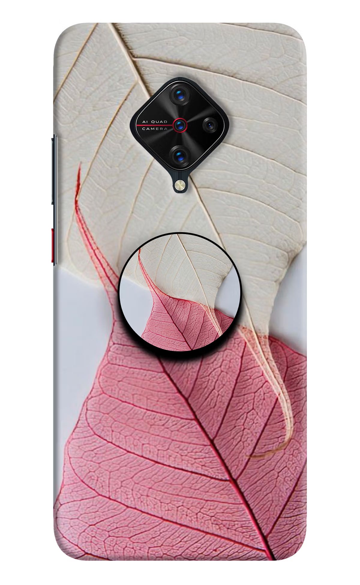 White Pink Leaf Vivo S1 Pro Pop Case - White Pink Leaf Vivo S1 Pro Pop Case by Casekaro White Pink Leaf Vivo S1 Pro Pop Case by Casekaro