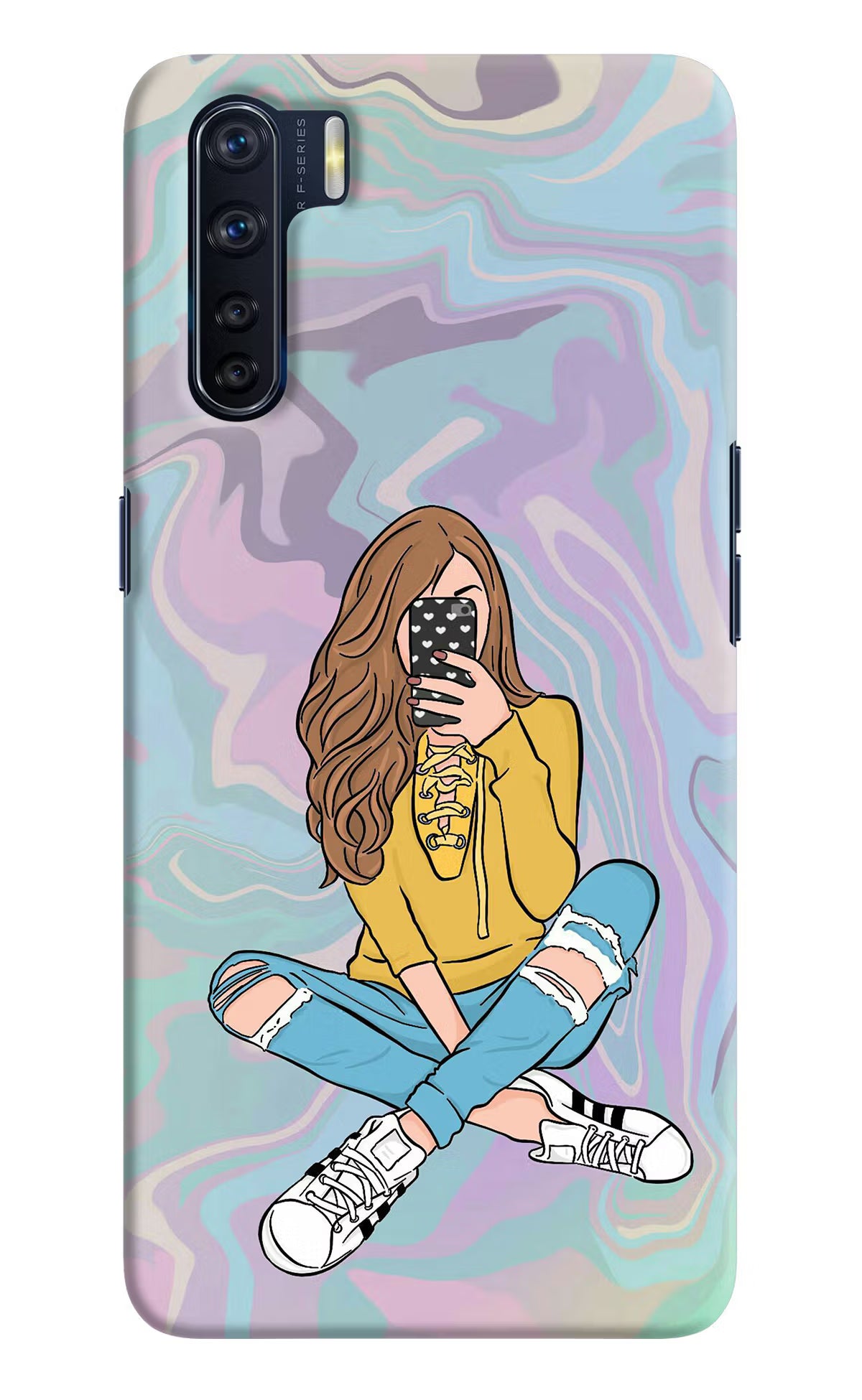 Selfie Girl Oppo F15 Back Cover - Selfie Girl Oppo F15 Hard Case Back Cover by Casekaro Selfie Girl Oppo F15 Hard Case Back Cover by Casekaro