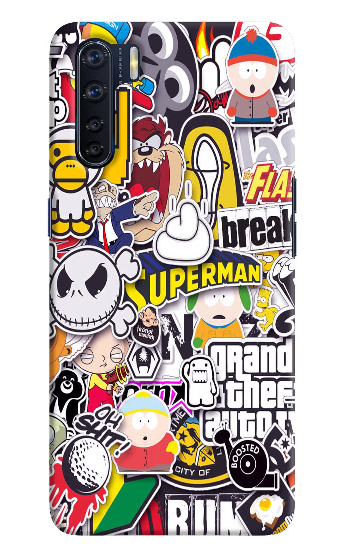 Sticker Bomb Oppo F15 Back Cover - Sticker Bomb Oppo F15 Hard Case Back Cover by Casekaro Sticker Bomb Oppo F15 Hard Case Back Cover by Casekaro