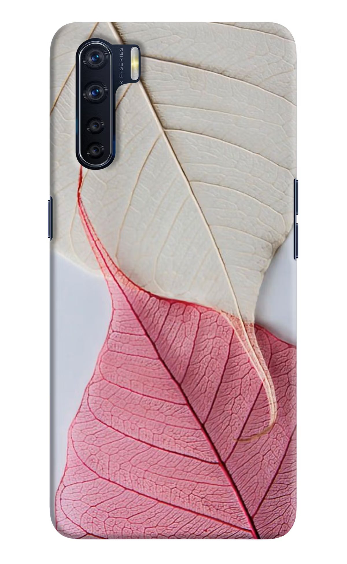 White Pink Leaf Oppo F15 Back Cover - White Pink Leaf Oppo F15 Hard Case Back Cover by Casekaro White Pink Leaf Oppo F15 Hard Case Back Cover by Casekaro