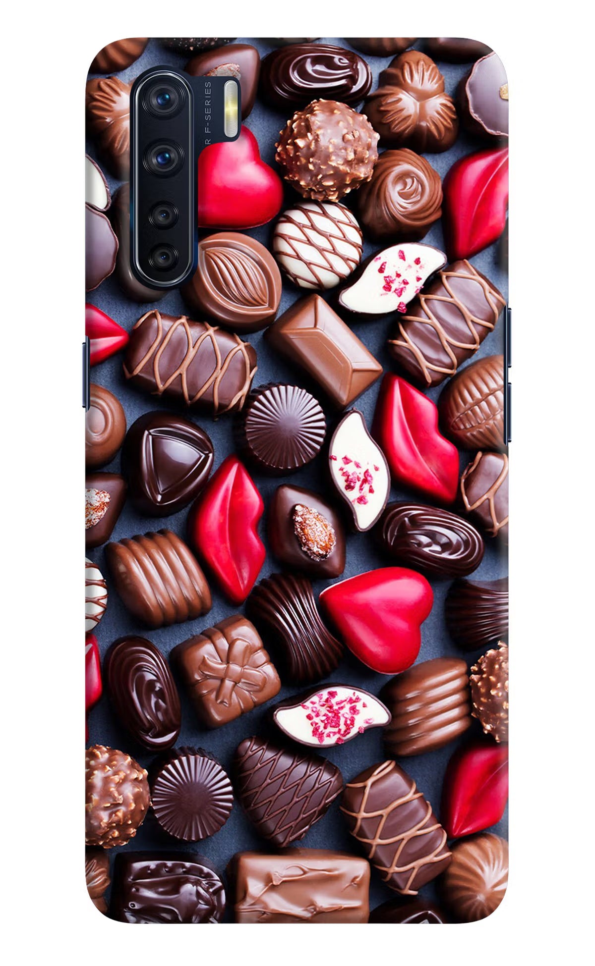 Chocolates Oppo F15 Back Cover - Chocolates Oppo F15 Hard Case Back Cover by Casekaro Chocolates Oppo F15 Hard Case Back Cover by Casekaro