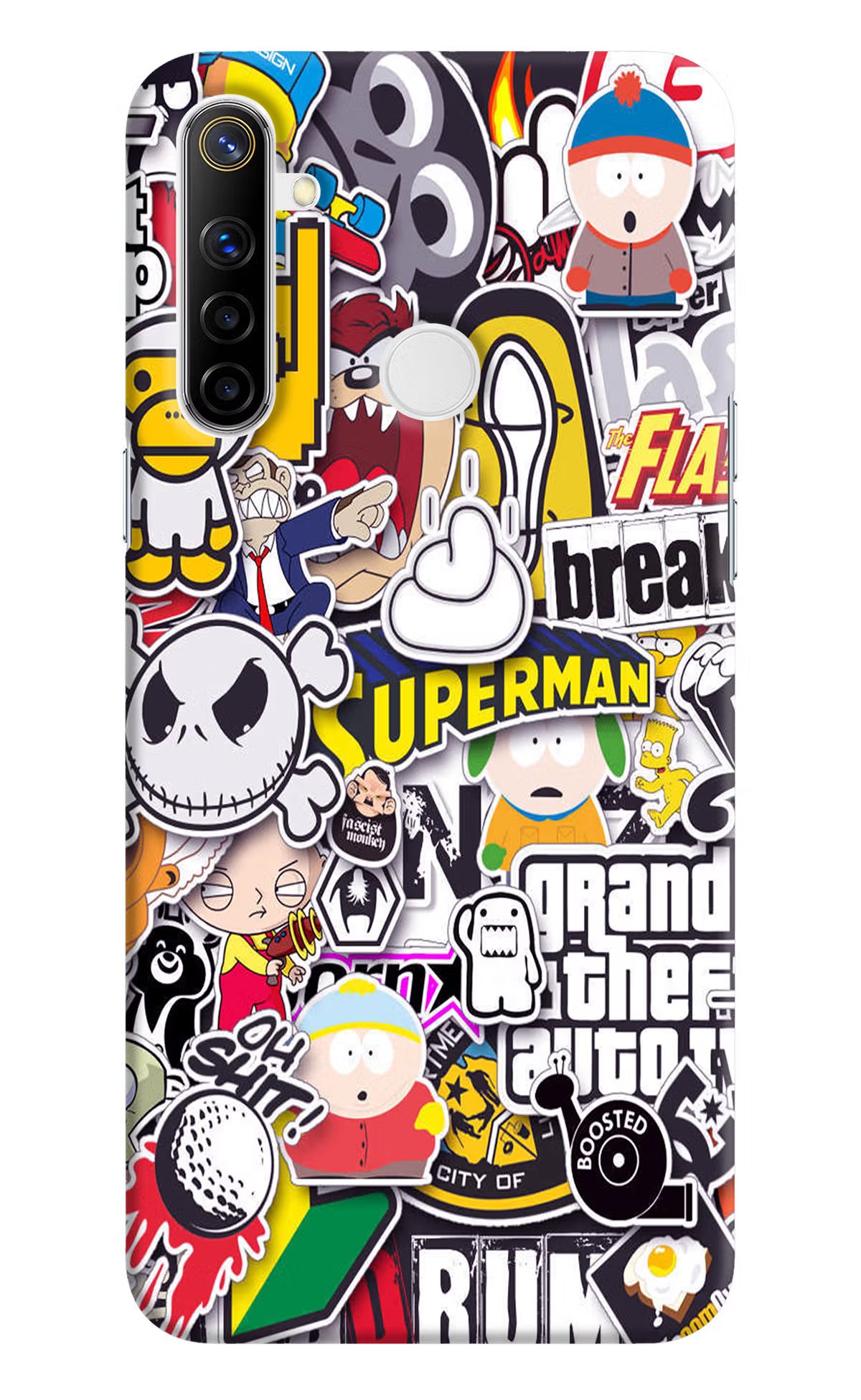 Sticker Bomb Realme Narzo 10 Back Cover - Sticker Bomb Realme Narzo 10 Hard Case Back Cover by Casekaro Sticker Bomb Realme Narzo 10 Hard Case Back Cover by Casekaro