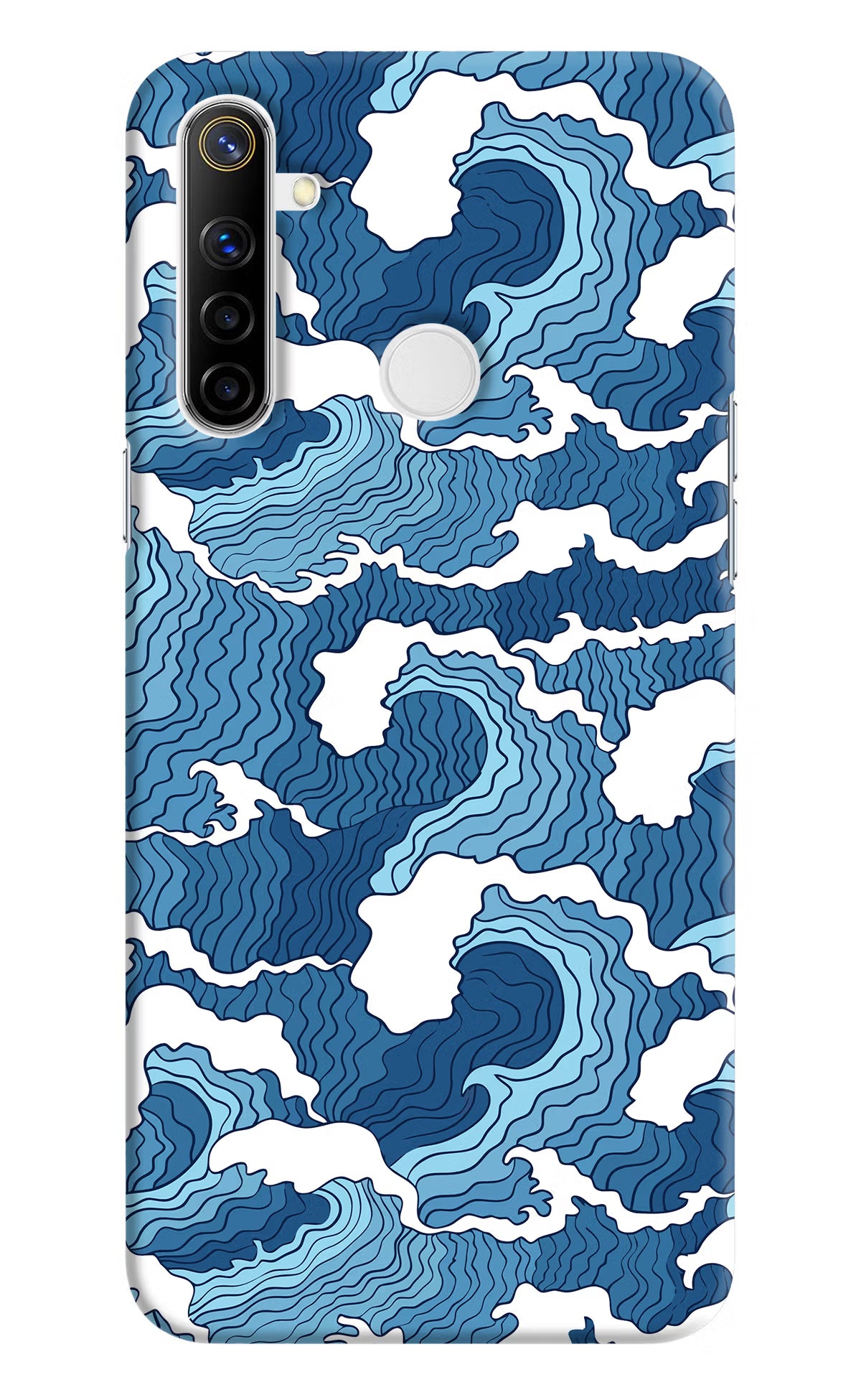 Blue Waves Realme Narzo 10 Back Cover - Blue Waves Realme Narzo 10 Hard Case Back Cover by Casekaro Blue Waves Realme Narzo 10 Hard Case Back Cover by Casekaro