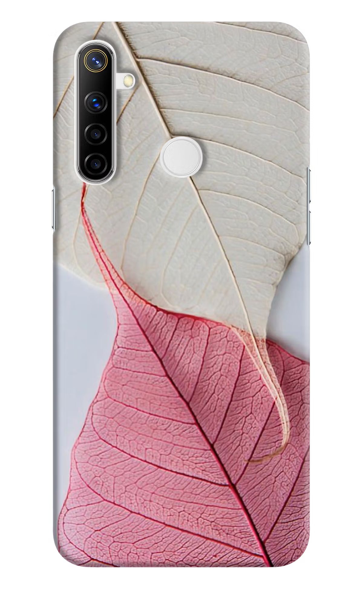White Pink Leaf Realme Narzo 10 Back Cover - White Pink Leaf Realme Narzo 10 Hard Case Back Cover by Casekaro White Pink Leaf Realme Narzo 10 Hard Case Back Cover by Casekaro