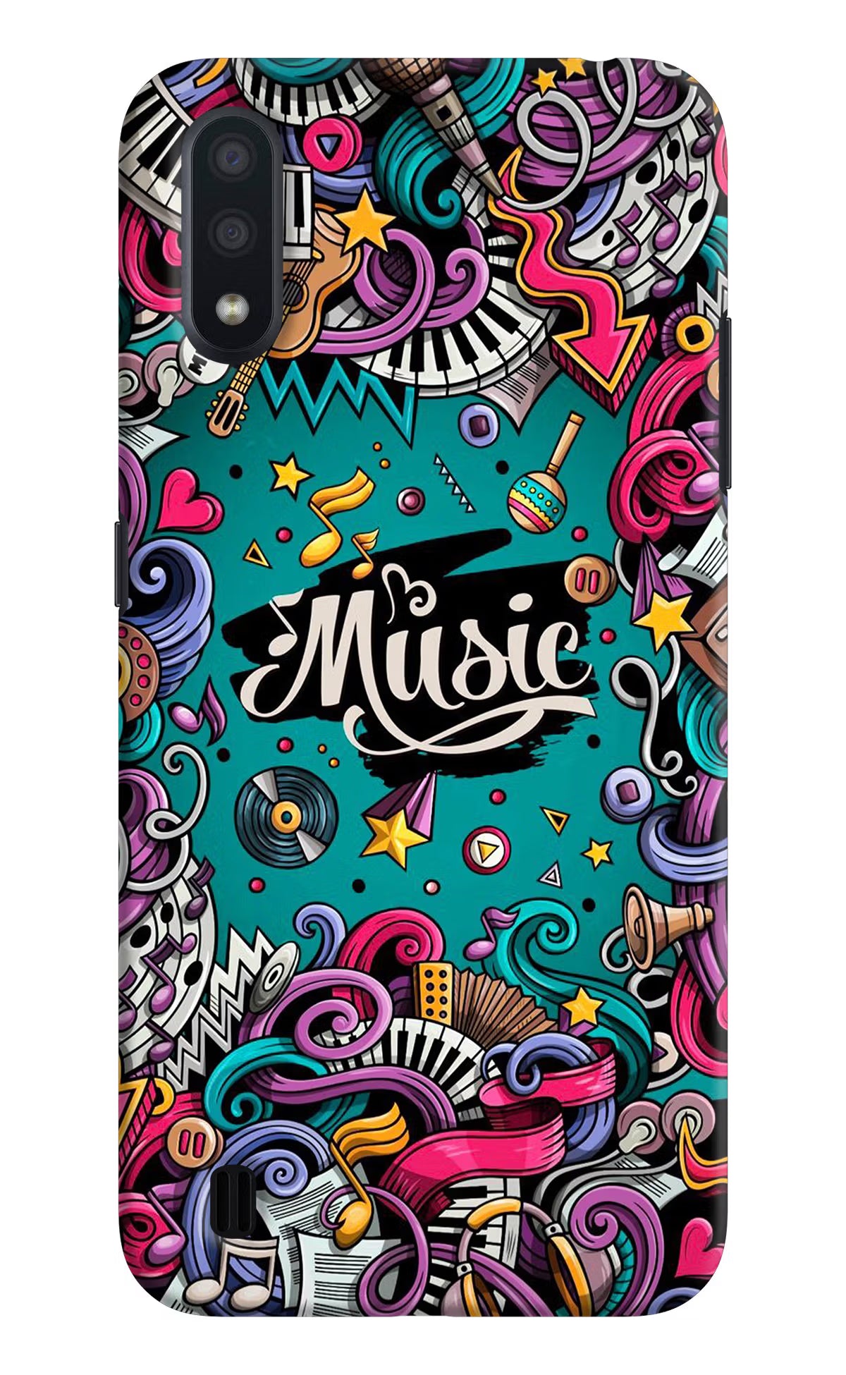 Music Graffiti Samsung M01 Back Cover - Music Graffiti Samsung M01 Hard Case Back Cover by Casekaro Music Graffiti Samsung M01 Hard Case Back Cover by Casekaro