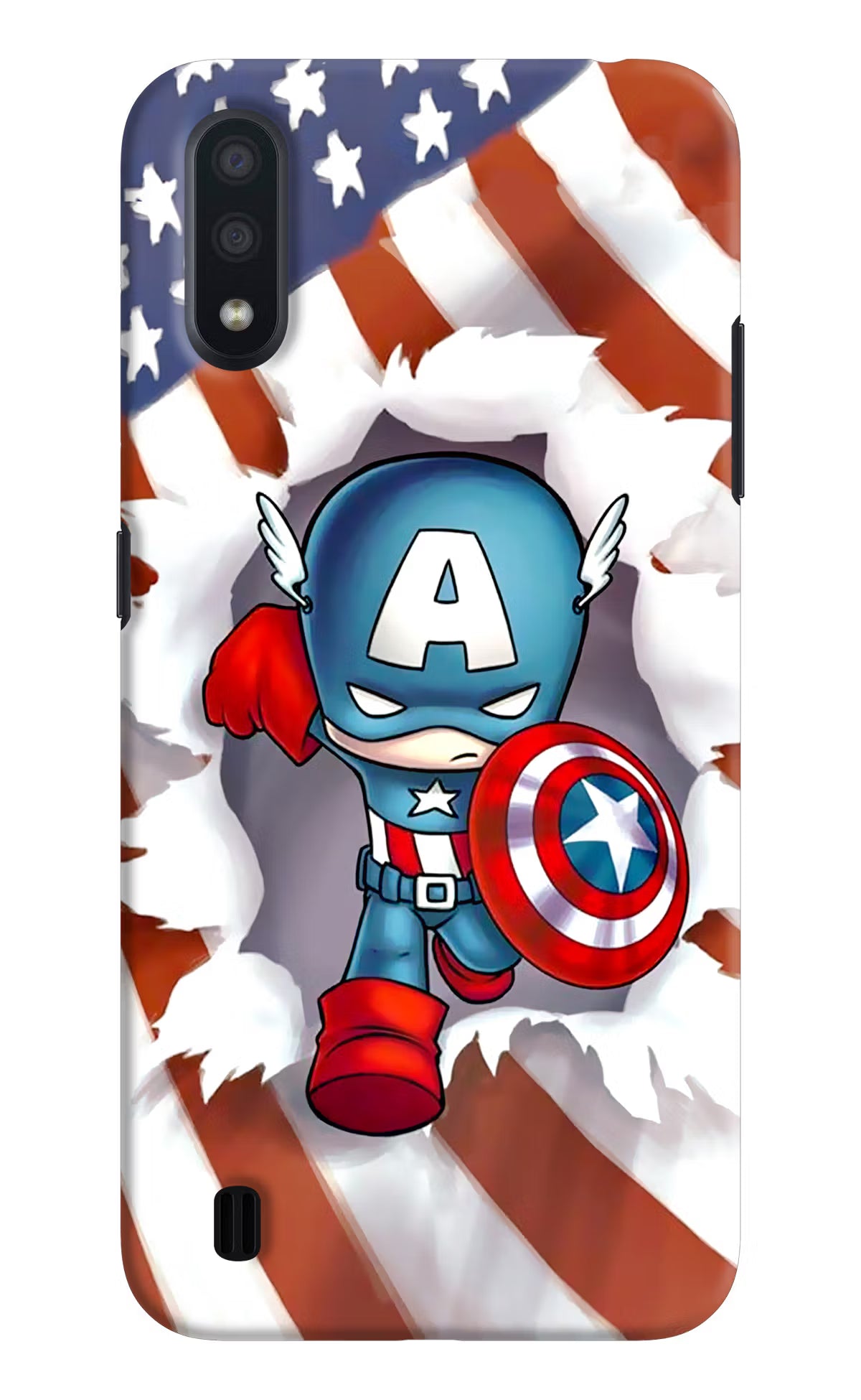 Captain America Samsung M01 Back Cover - Captain America Samsung M01 Hard Case Back Cover by Casekaro Captain America Samsung M01 Hard Case Back Cover by Casekaro