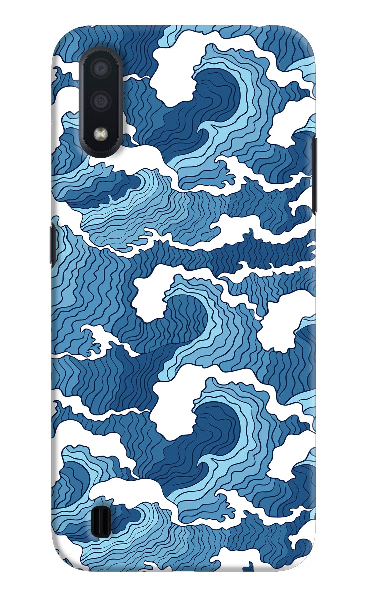 Blue Waves Samsung M01 Back Cover - Blue Waves Samsung M01 Hard Case Back Cover by Casekaro Blue Waves Samsung M01 Hard Case Back Cover by Casekaro