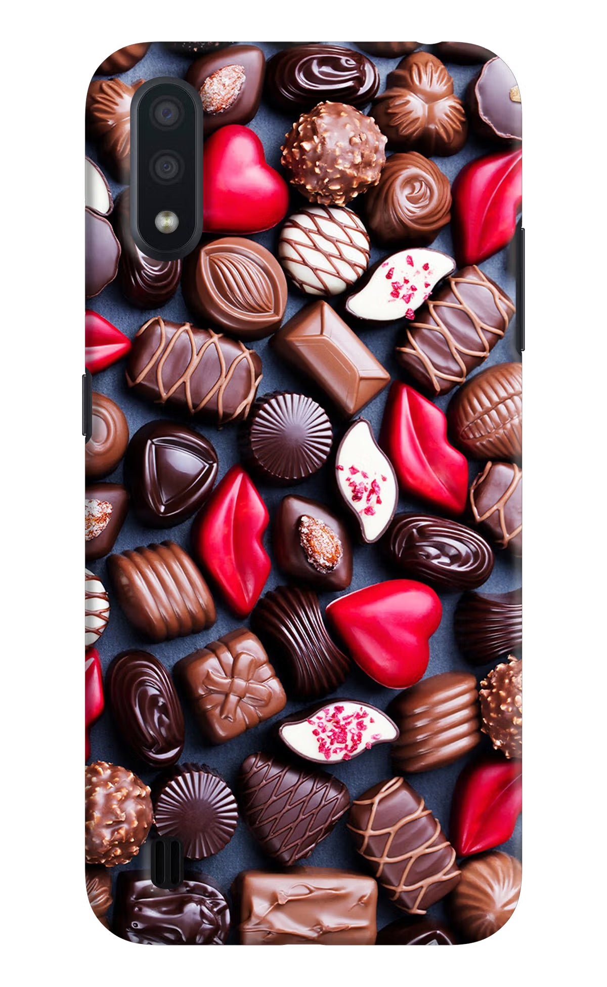 Chocolates Samsung M01 Back Cover - Chocolates Samsung M01 Hard Case Back Cover by Casekaro Chocolates Samsung M01 Hard Case Back Cover by Casekaro