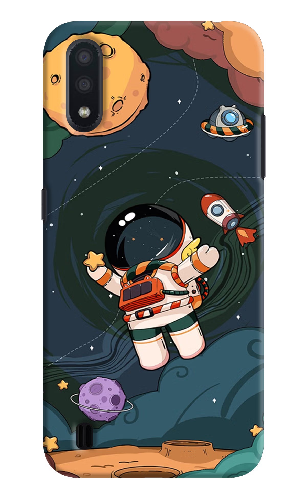 Cartoon Astronaut Samsung M01 Back Cover - Cartoon Astronaut Samsung M01 Hard Case Back Cover by Casekaro Cartoon Astronaut Samsung M01 Hard Case Back Cover by Casekaro