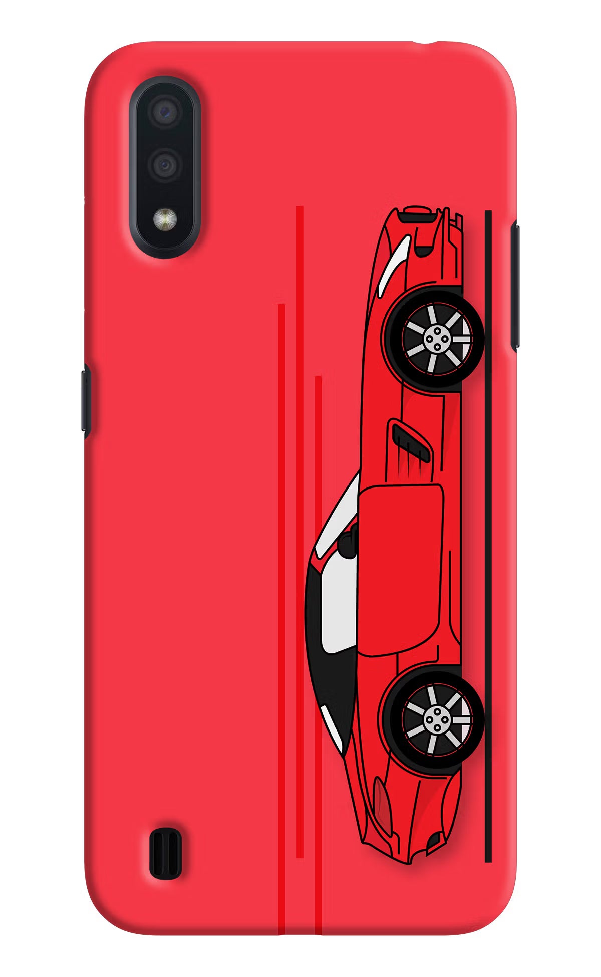 Red Velocity Samsung M01 Back Cover - Red Velocity Samsung M01 Hard Case Back Cover by Casekaro Red Velocity Samsung M01 Hard Case Back Cover by Casekaro