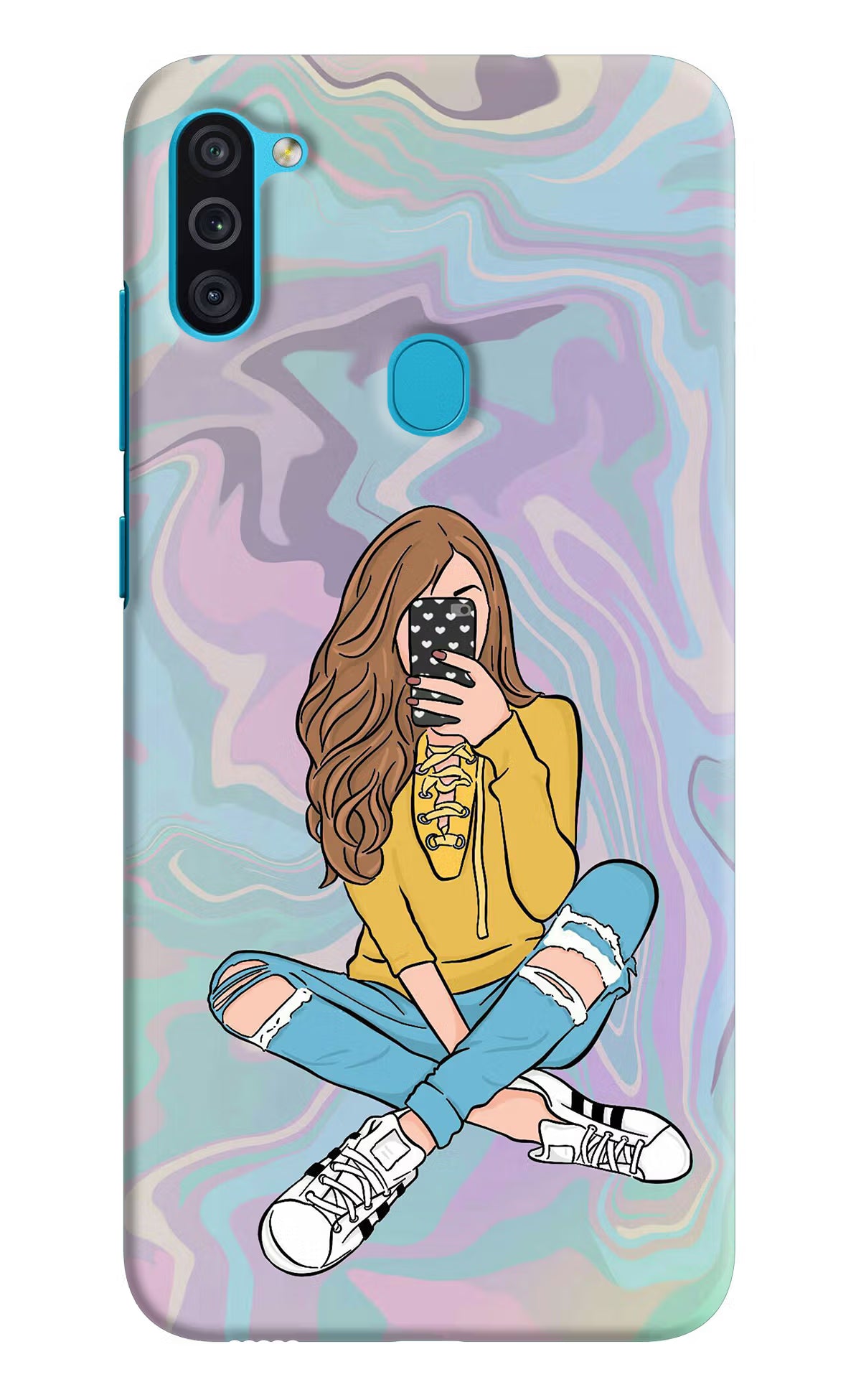 Selfie Girl Samsung M11 Back Cover - Selfie Girl Samsung M11 Hard Case Back Cover by Casekaro Selfie Girl Samsung M11 Hard Case Back Cover by Casekaro