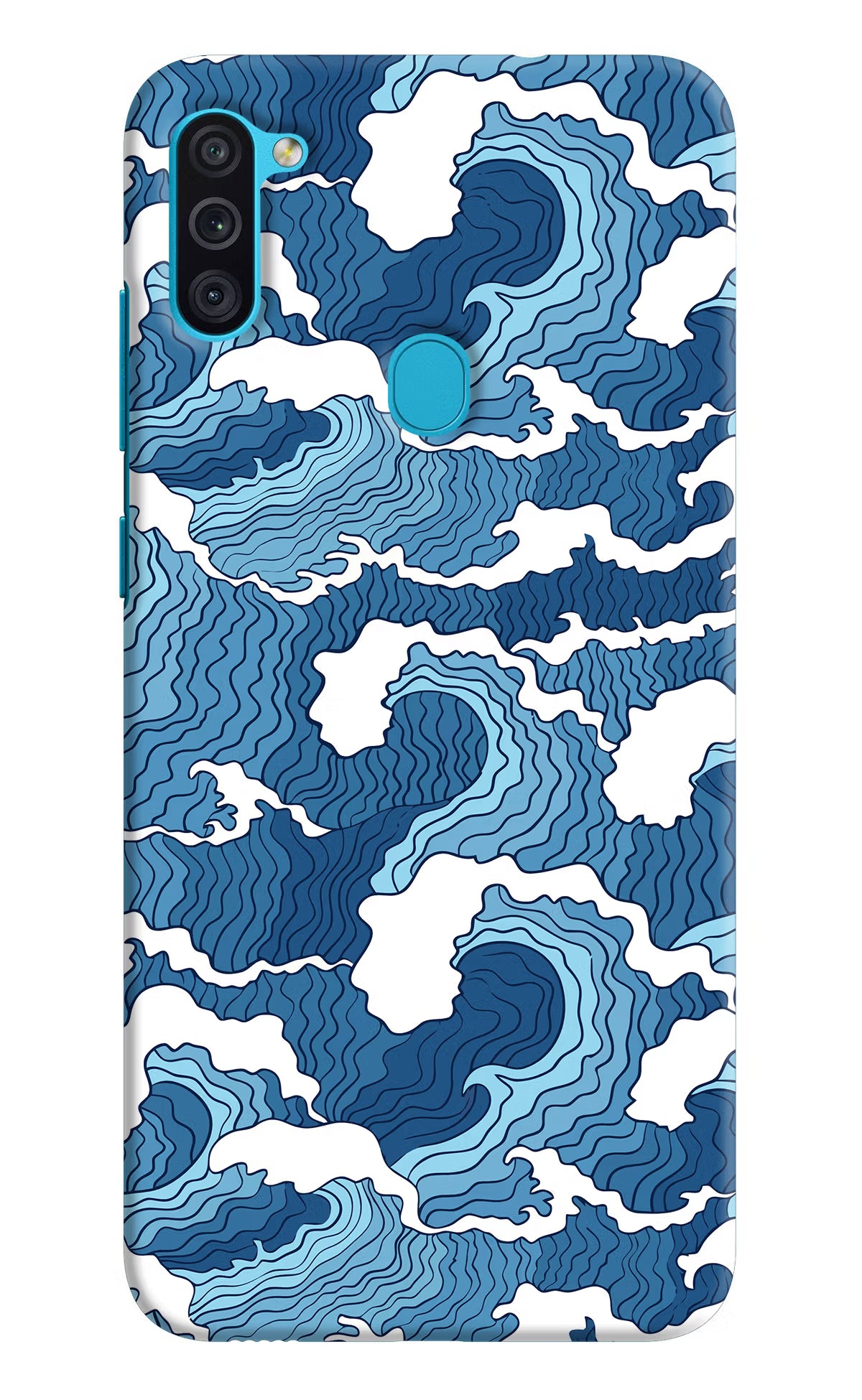 Blue Waves Samsung M11 Back Cover - Blue Waves Samsung M11 Hard Case Back Cover by Casekaro Blue Waves Samsung M11 Hard Case Back Cover by Casekaro