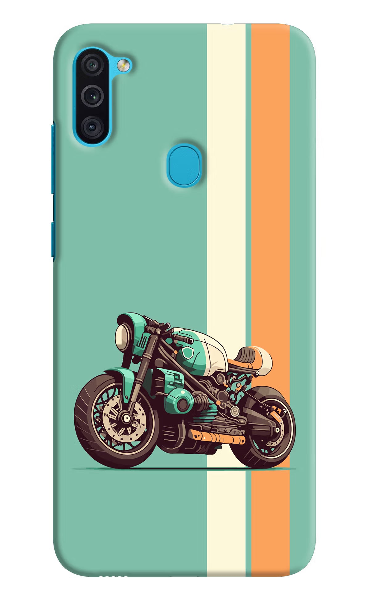 Striped Moto Drift Samsung M11 Back Cover - Striped Moto Drift Samsung M11 Hard Case Back Cover by Casekaro Striped Moto Drift Samsung M11 Hard Case Back Cover by Casekaro