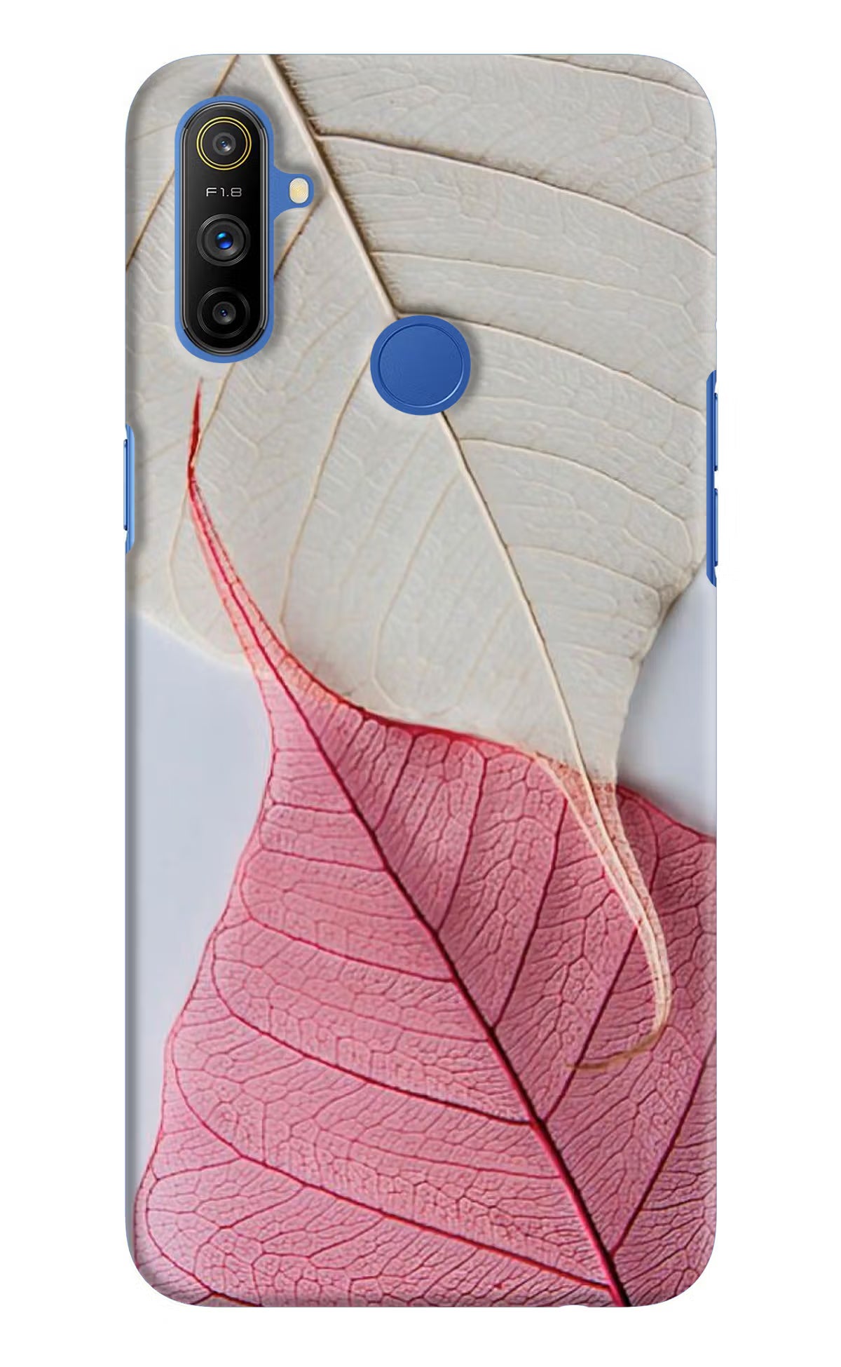 White Pink Leaf Realme Narzo 10A/20A Back Cover - White Pink Leaf Realme Narzo 10A/20A Hard Case Back Cover by Casekaro White Pink Leaf Realme Narzo 10A/20A Hard Case Back Cover by Casekaro