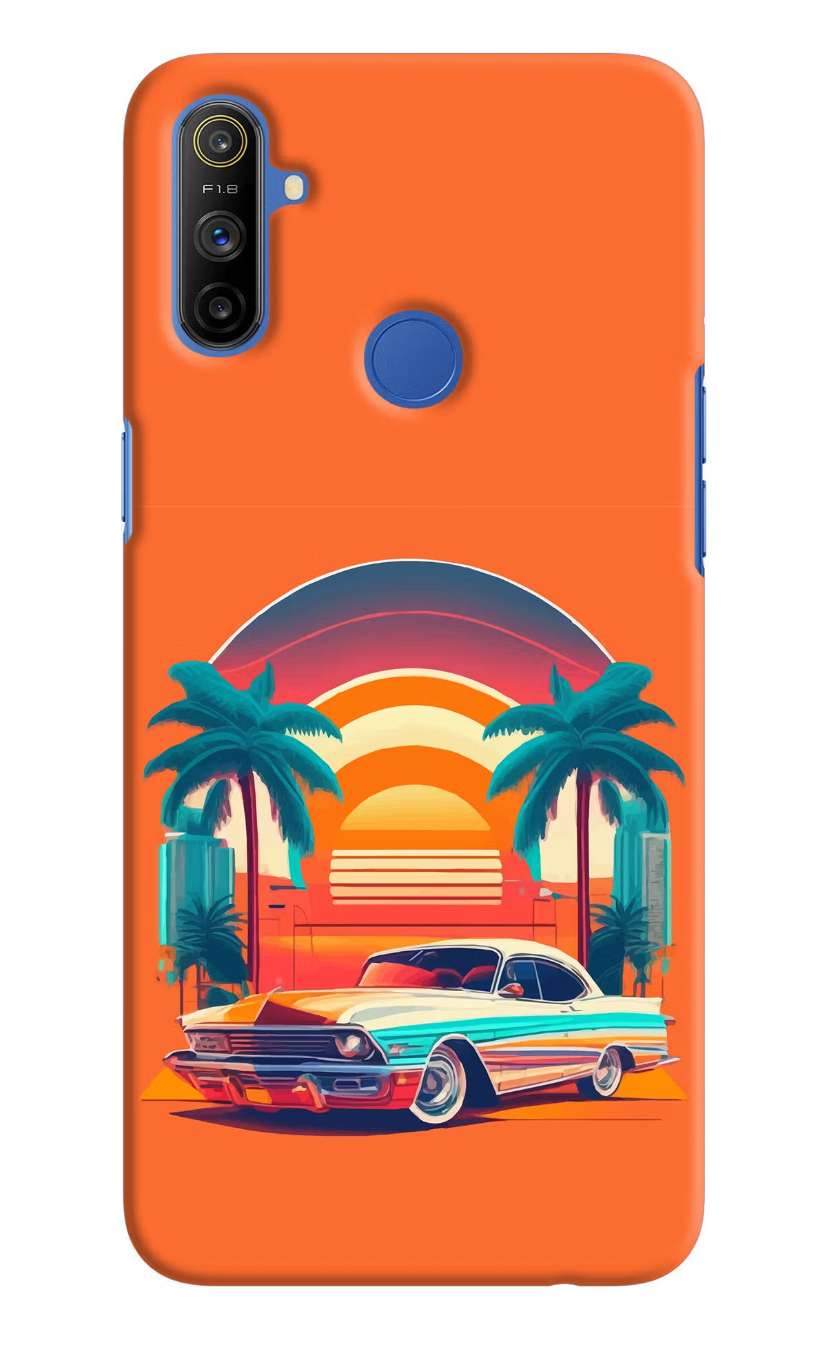 Palm Drive 80s Realme Narzo 10A/20A Back Cover - Palm Drive 80s Realme Narzo 10A/20A Hard Case Back Cover by Casekaro Palm Drive 80s Realme Narzo 10A/20A Hard Case Back Cover by Casekaro