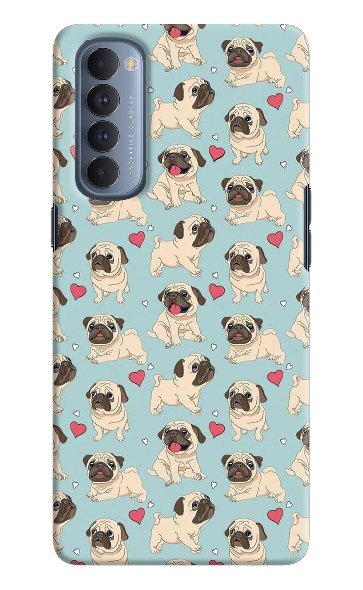 Pug Dog Oppo Reno4 Pro Back Cover - Pug Dog Oppo Reno4 Pro Hard Case Back Cover by Casekaro Pug Dog Oppo Reno4 Pro Hard Case Back Cover by Casekaro