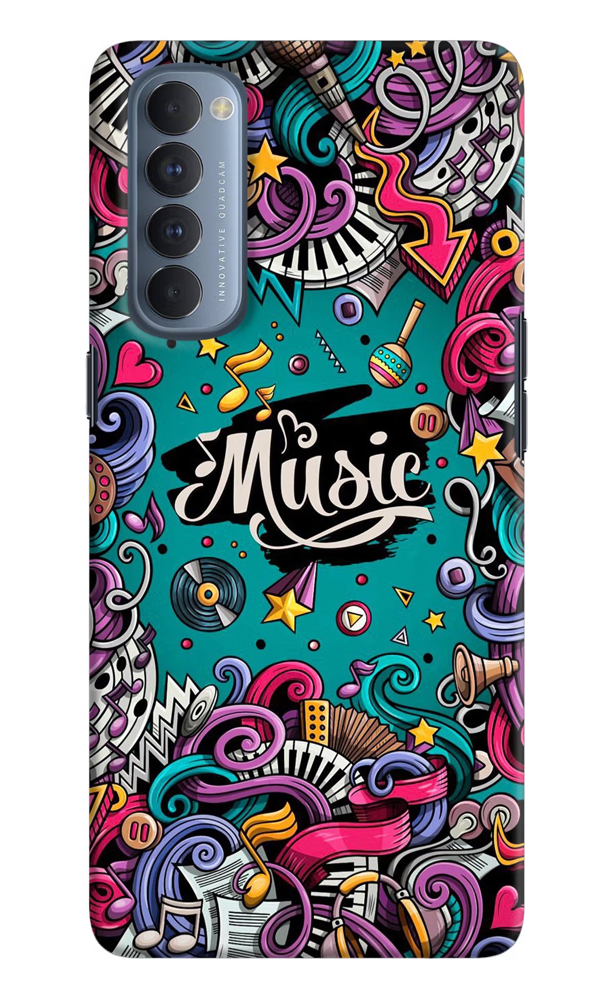 Music Graffiti Oppo Reno4 Pro Back Cover - Music Graffiti Oppo Reno4 Pro Hard Case Back Cover by Casekaro Music Graffiti Oppo Reno4 Pro Hard Case Back Cover by Casekaro
