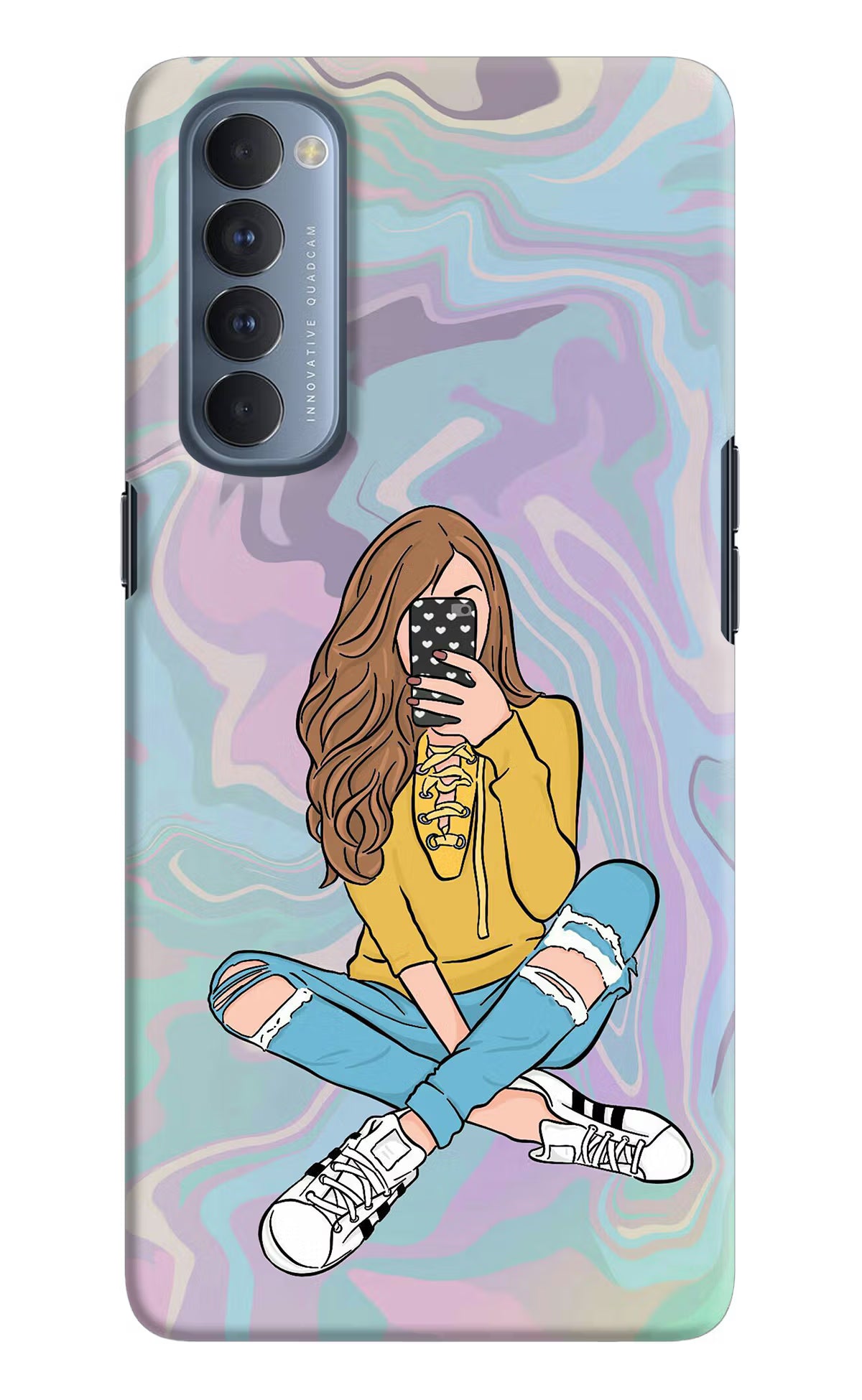 Selfie Girl Oppo Reno4 Pro Back Cover - Selfie Girl Oppo Reno4 Pro Hard Case Back Cover by Casekaro Selfie Girl Oppo Reno4 Pro Hard Case Back Cover by Casekaro