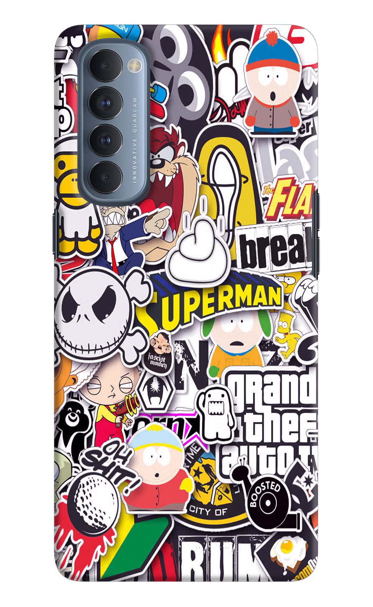 Sticker Bomb Oppo Reno4 Pro Back Cover - Sticker Bomb Oppo Reno4 Pro Hard Case Back Cover by Casekaro Sticker Bomb Oppo Reno4 Pro Hard Case Back Cover by Casekaro