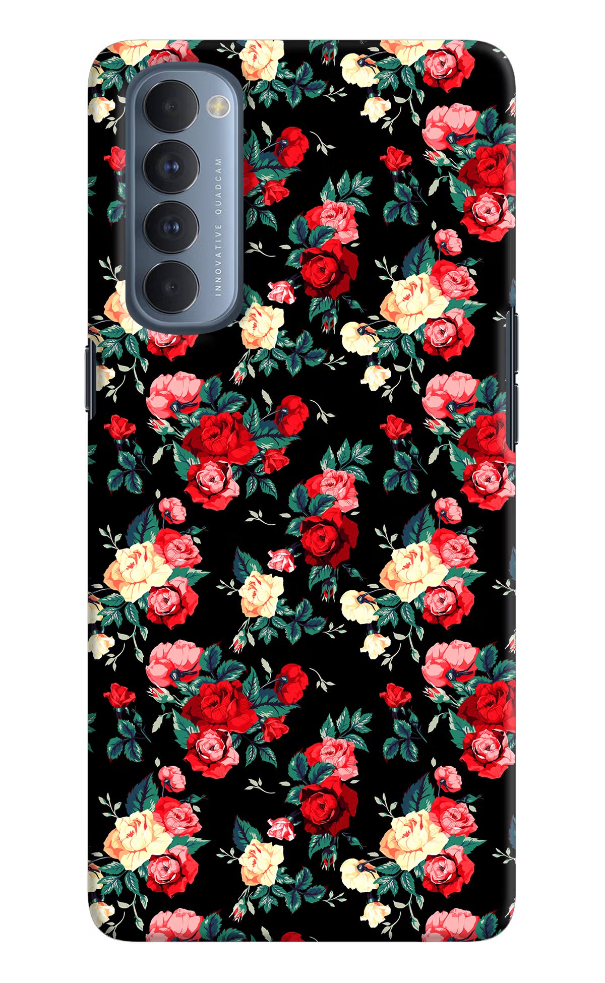 Rose Pattern Oppo Reno4 Pro Back Cover - Rose Pattern Oppo Reno4 Pro Hard Case Back Cover by Casekaro Rose Pattern Oppo Reno4 Pro Hard Case Back Cover by Casekaro