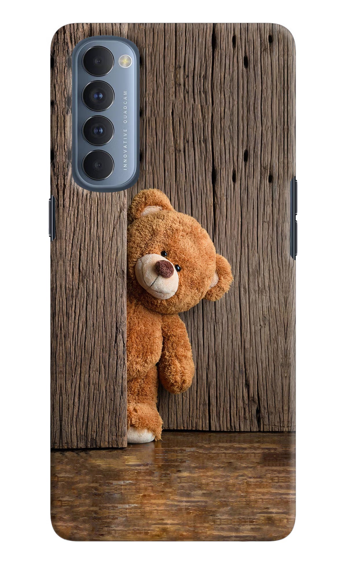 Teddy Wooden Oppo Reno4 Pro Back Cover - Teddy Wooden Oppo Reno4 Pro Hard Case Back Cover by Casekaro Teddy Wooden Oppo Reno4 Pro Hard Case Back Cover by Casekaro