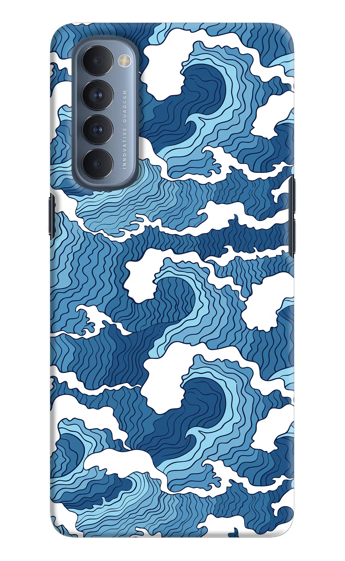 Blue Waves Oppo Reno4 Pro Back Cover - Blue Waves Oppo Reno4 Pro Hard Case Back Cover by Casekaro Blue Waves Oppo Reno4 Pro Hard Case Back Cover by Casekaro