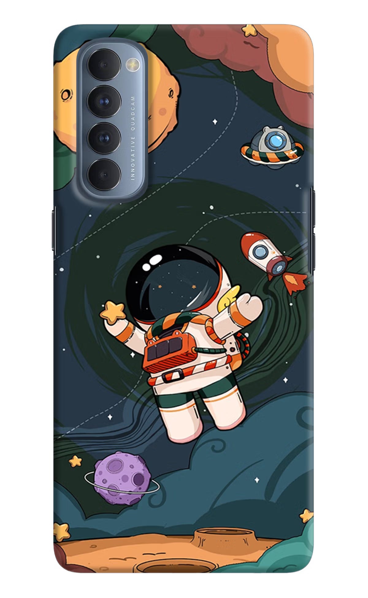 Cartoon Astronaut Oppo Reno4 Pro Back Cover - Cartoon Astronaut Oppo Reno4 Pro Hard Case Back Cover by Casekaro Cartoon Astronaut Oppo Reno4 Pro Hard Case Back Cover by Casekaro