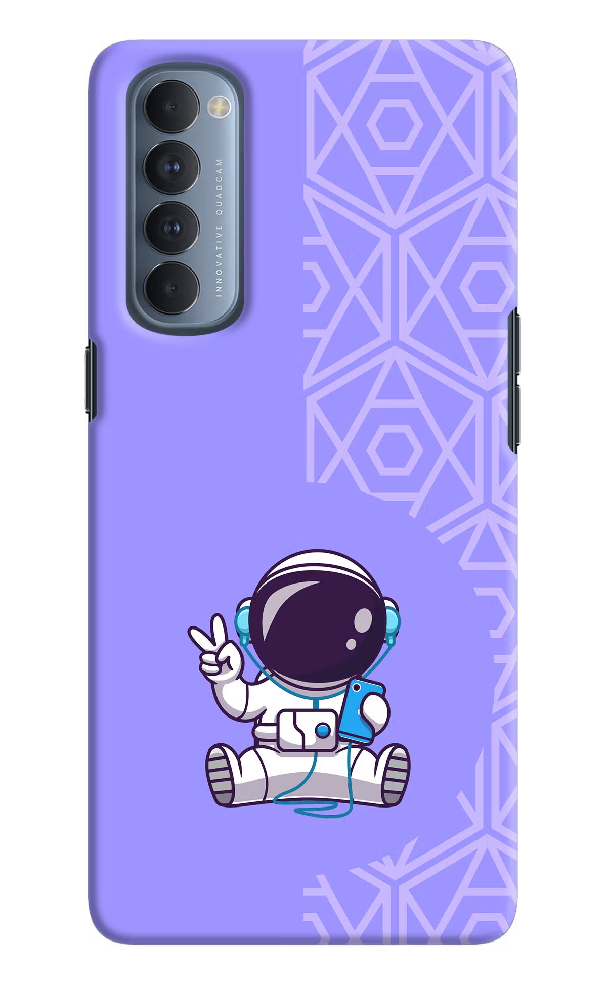 Cute Astronaut Chilling Oppo Reno4 Pro Back Cover - Cute Astronaut Chilling Oppo Reno4 Pro Hard Case Back Cover by Casekaro Cute Astronaut Chilling Oppo Reno4 Pro Hard Case Back Cover by Casekaro