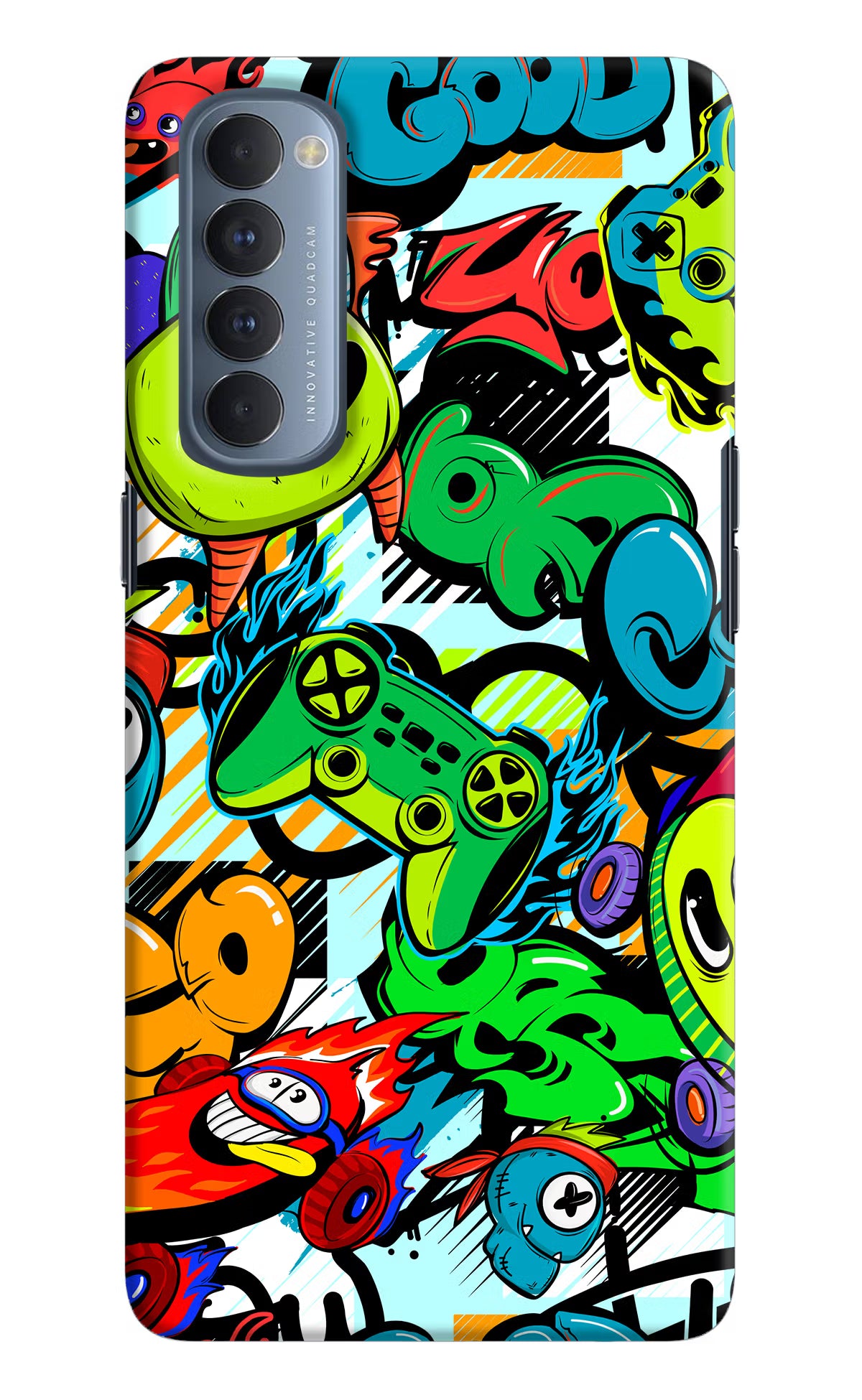 Game Doodle Oppo Reno4 Pro Back Cover - Game Doodle Oppo Reno4 Pro Hard Case Back Cover by Casekaro Game Doodle Oppo Reno4 Pro Hard Case Back Cover by Casekaro