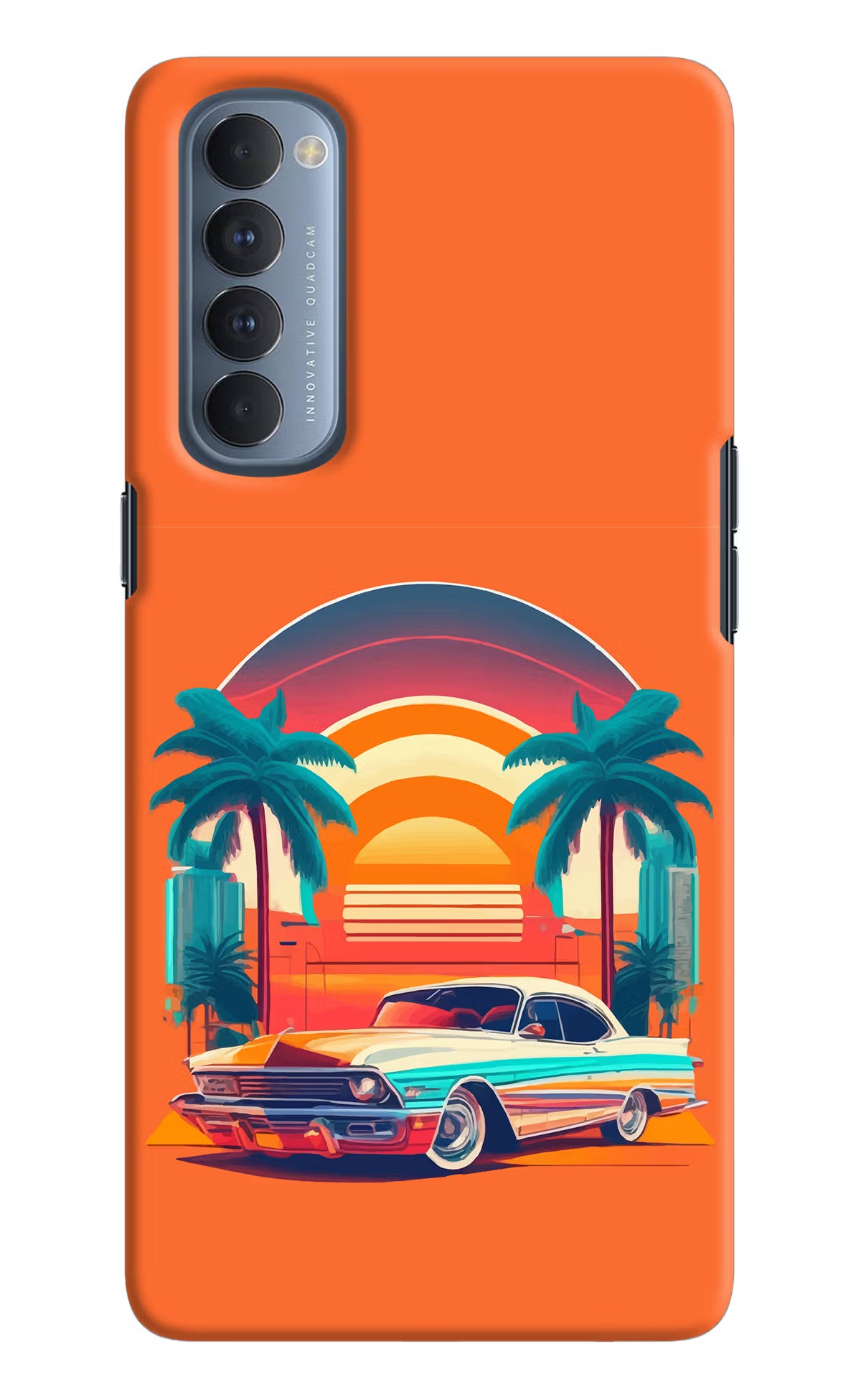 Palm Drive 80s Oppo Reno4 Pro Back Cover - Palm Drive 80s Oppo Reno4 Pro Hard Case Back Cover by Casekaro Palm Drive 80s Oppo Reno4 Pro Hard Case Back Cover by Casekaro