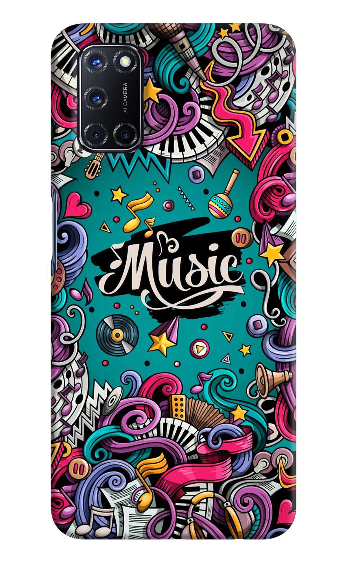 Music Graffiti Oppo A52 Back Cover - Music Graffiti Oppo A52 Hard Case Back Cover by Casekaro Music Graffiti Oppo A52 Hard Case Back Cover by Casekaro