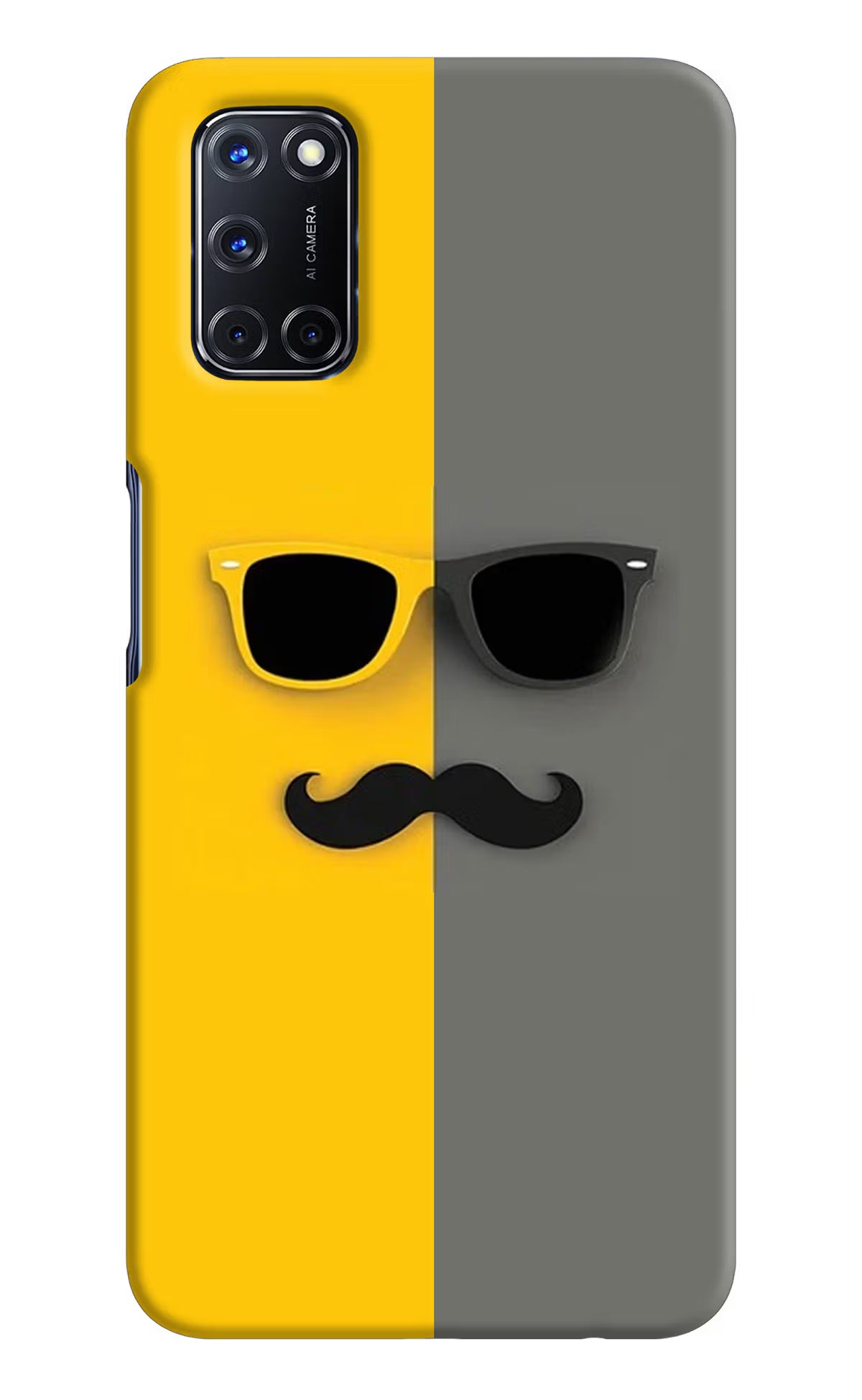 Sunglasses with Mustache Oppo A52 Back Cover - Sunglasses with Mustache Oppo A52 Hard Case Back Cover by Casekaro Sunglasses with Mustache Oppo A52 Hard Case Back Cover by Casekaro