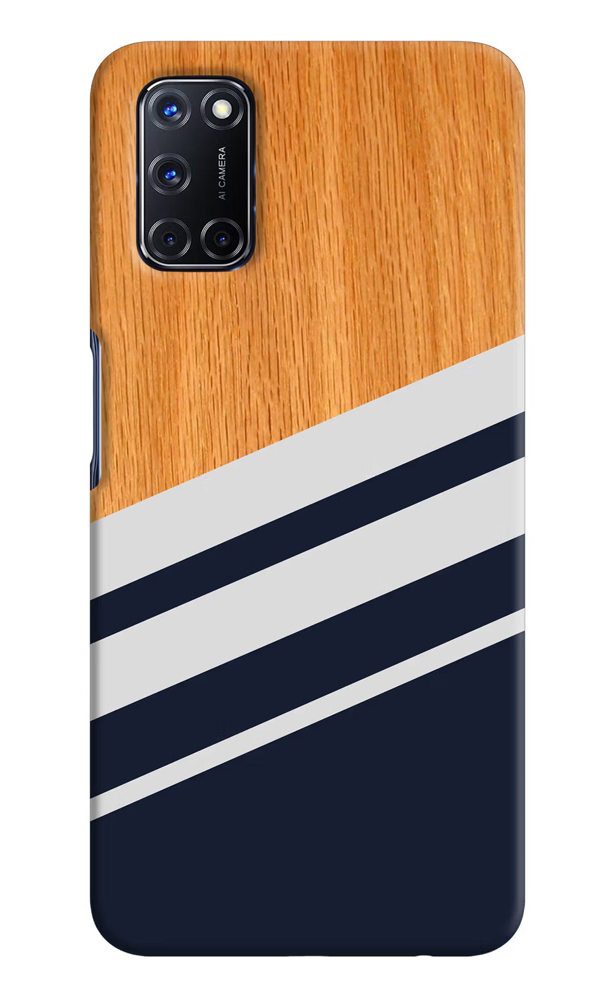 Blue and white wooden Oppo A52 Back Cover - Blue and white wooden Oppo A52 Hard Case Back Cover by Casekaro Blue and white wooden Oppo A52 Hard Case Back Cover by Casekaro