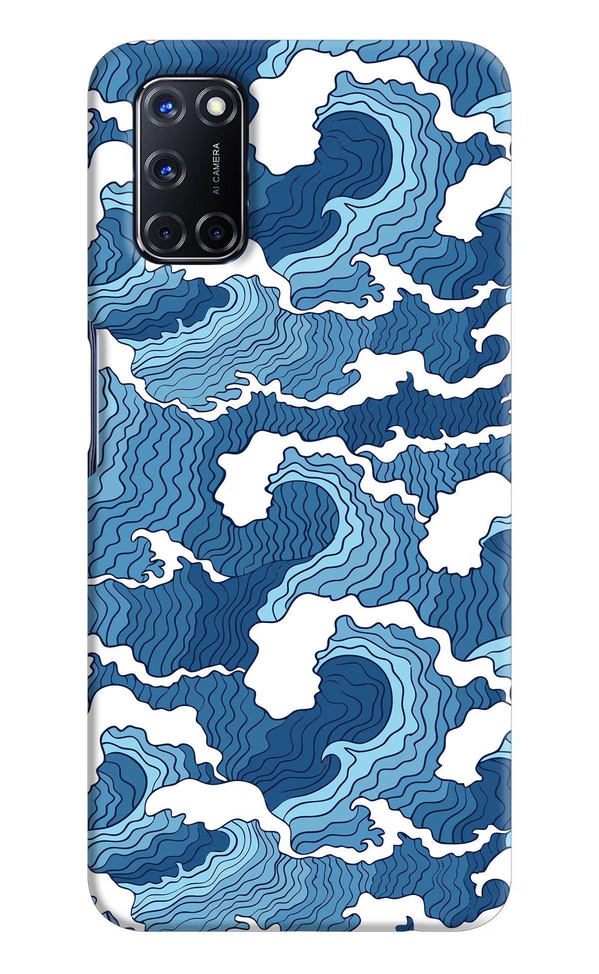 Blue Waves Oppo A52 Back Cover - Blue Waves Oppo A52 Hard Case Back Cover by Casekaro Blue Waves Oppo A52 Hard Case Back Cover by Casekaro