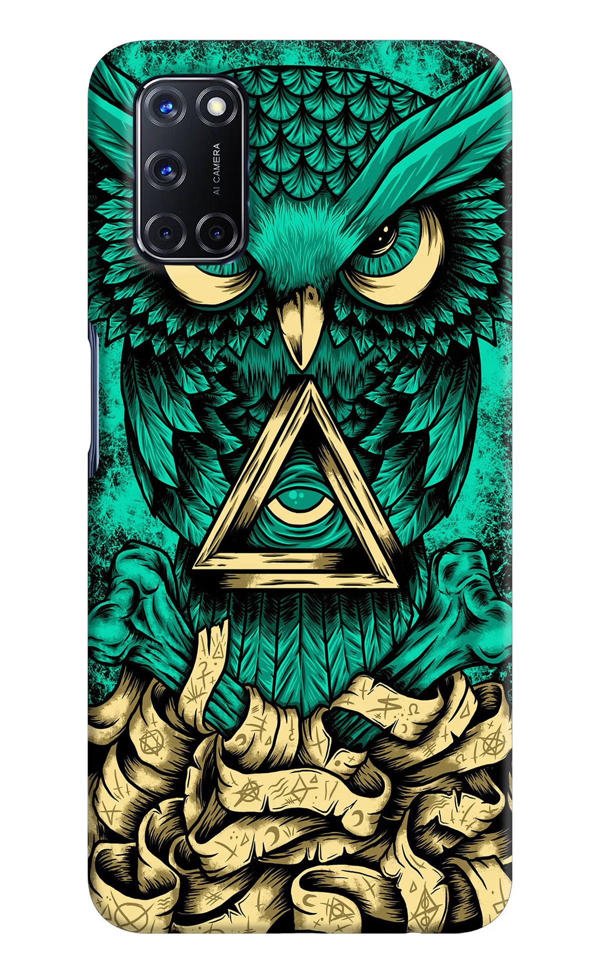 Green Owl Oppo A52 Back Cover - Green Owl Oppo A52 Hard Case Back Cover by Casekaro Green Owl Oppo A52 Hard Case Back Cover by Casekaro