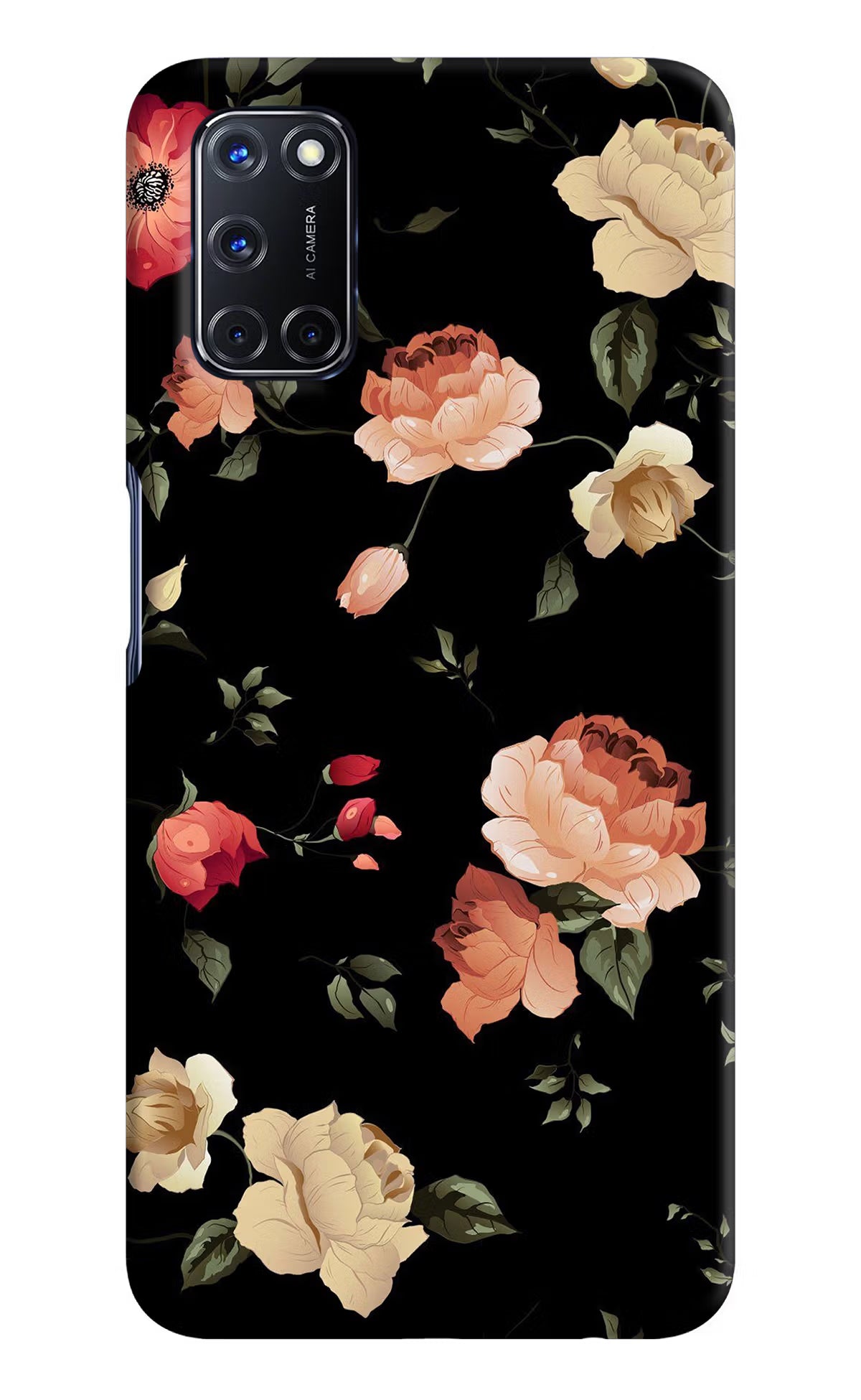 Flowers Oppo A52 Back Cover - Flowers Oppo A52 Hard Case Back Cover by Casekaro Flowers Oppo A52 Hard Case Back Cover by Casekaro